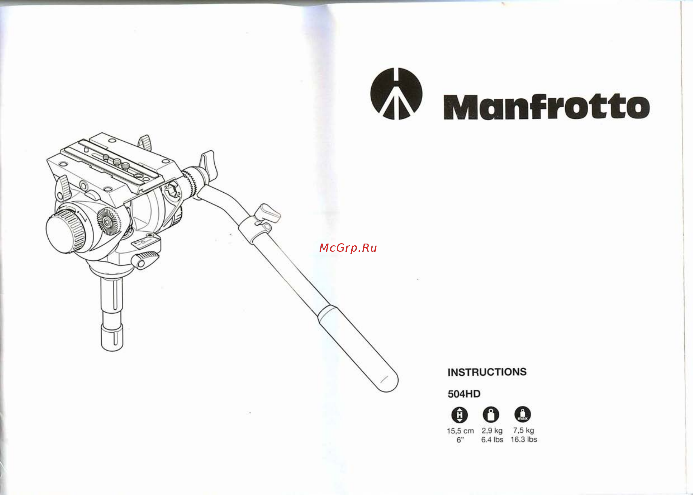 Manfrotto 546BK + 504HD Инструкция по эксплуатации онлайн