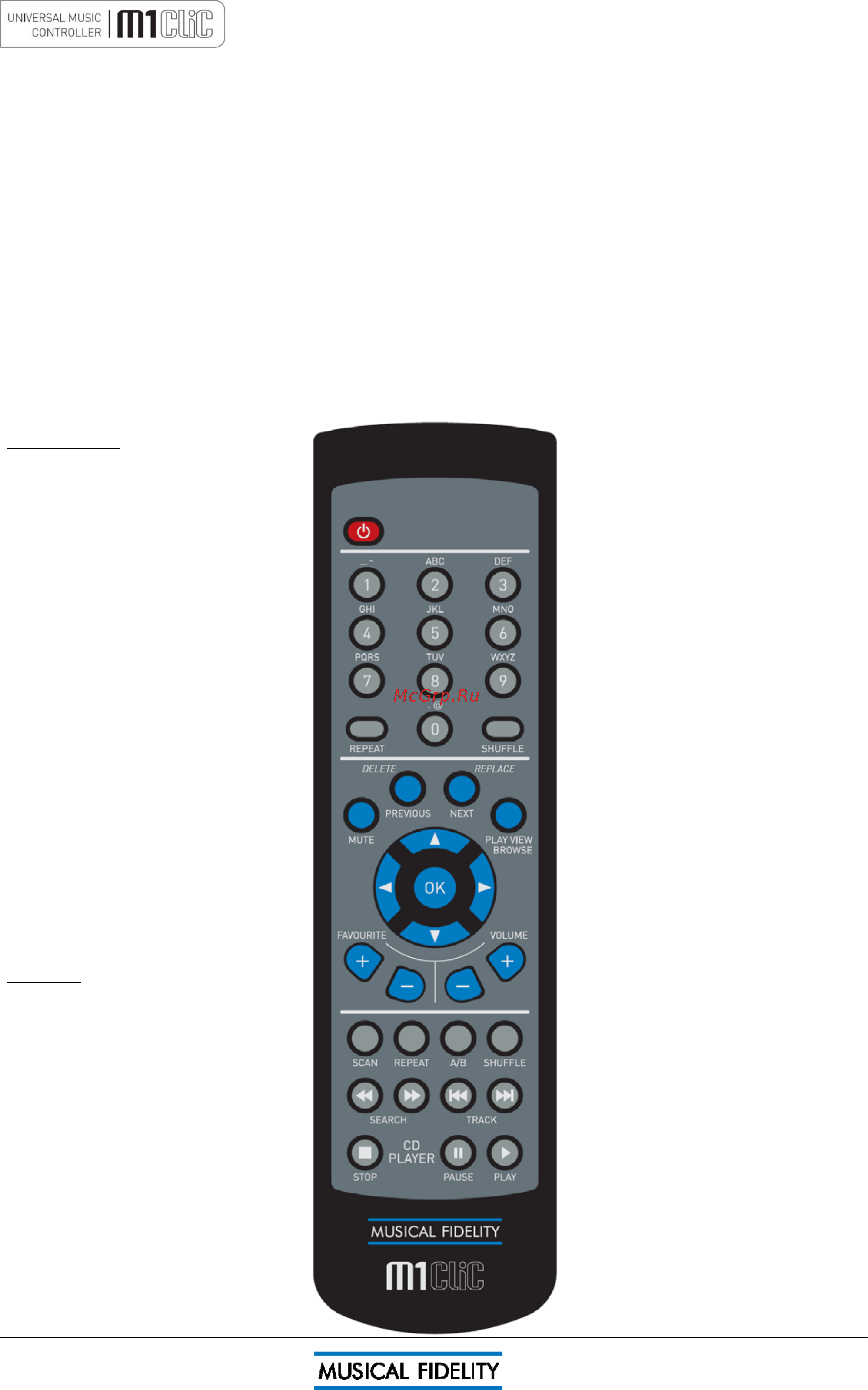 Musical Fidelity M1CLiC Silver [8/24] Remote control