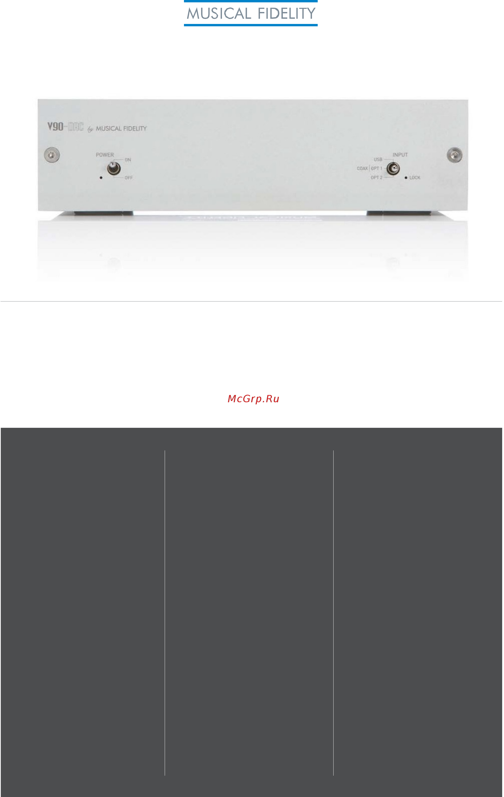 Musical Fidelity V90-DAC Инструкция по эксплуатации онлайн