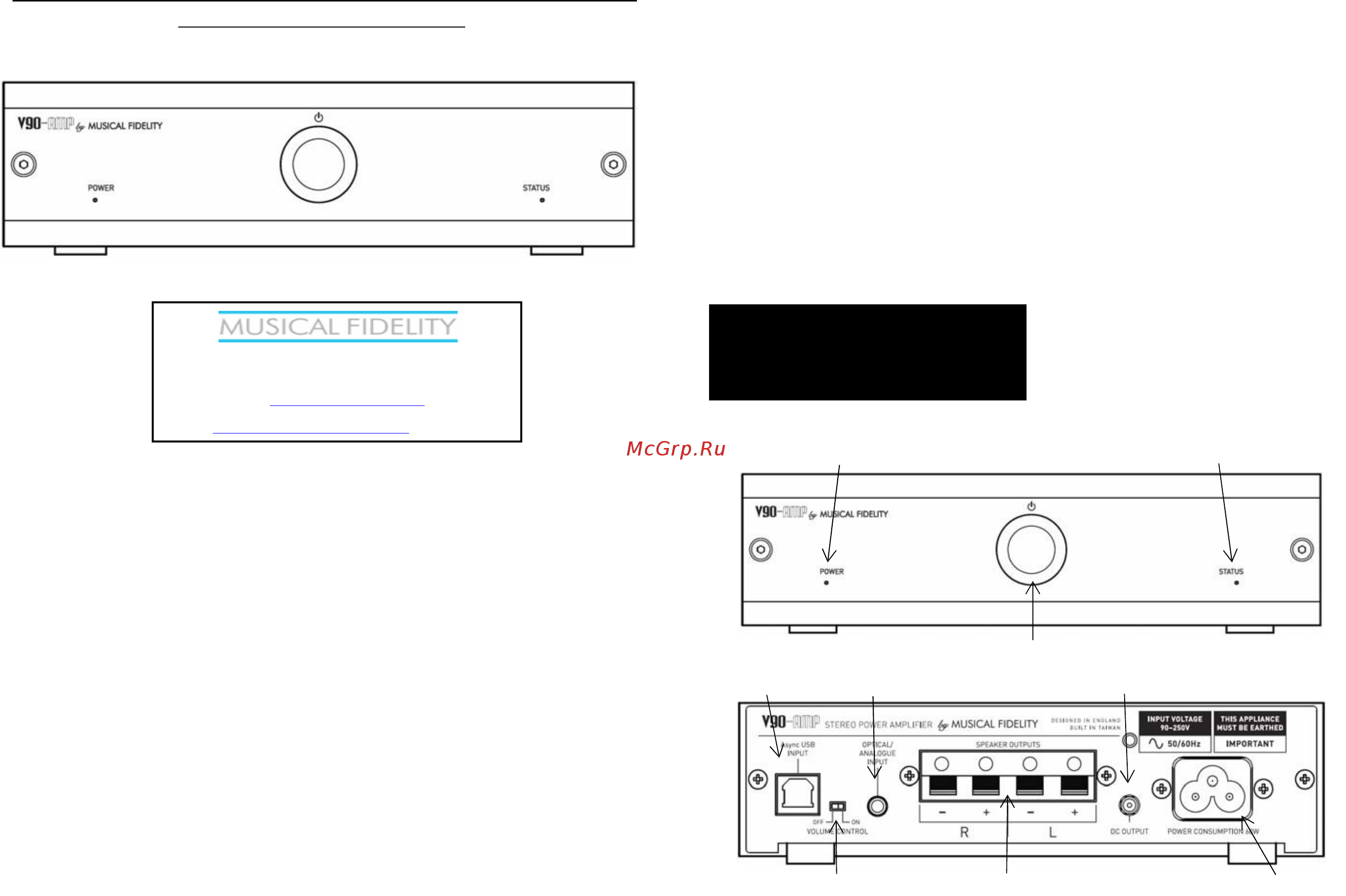 Musical Fidelity V90-AMP Инструкция по эксплуатации онлайн