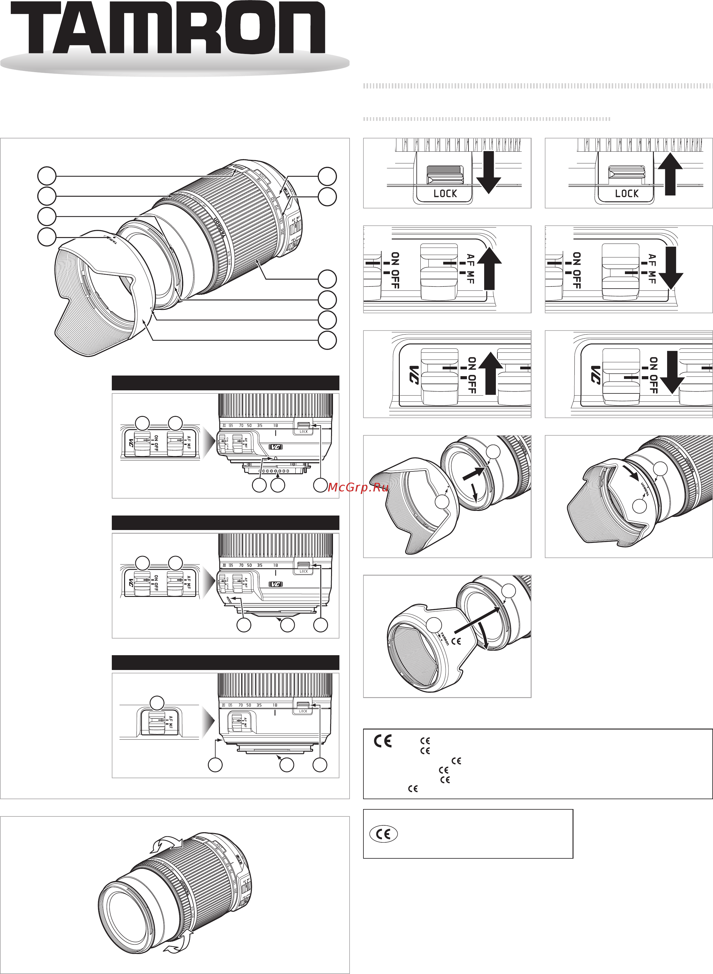 Tamron 18-200 мм F/3.5-6.3 Di II VC Nikon (B018N) Инструкция по эксплуатации онлайн