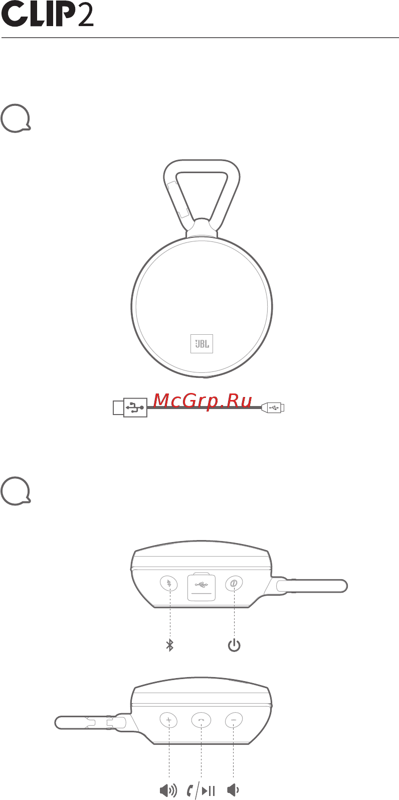 JBL Clip 2 Black ( [4/13] Quick start guide guide de démarrage rapide