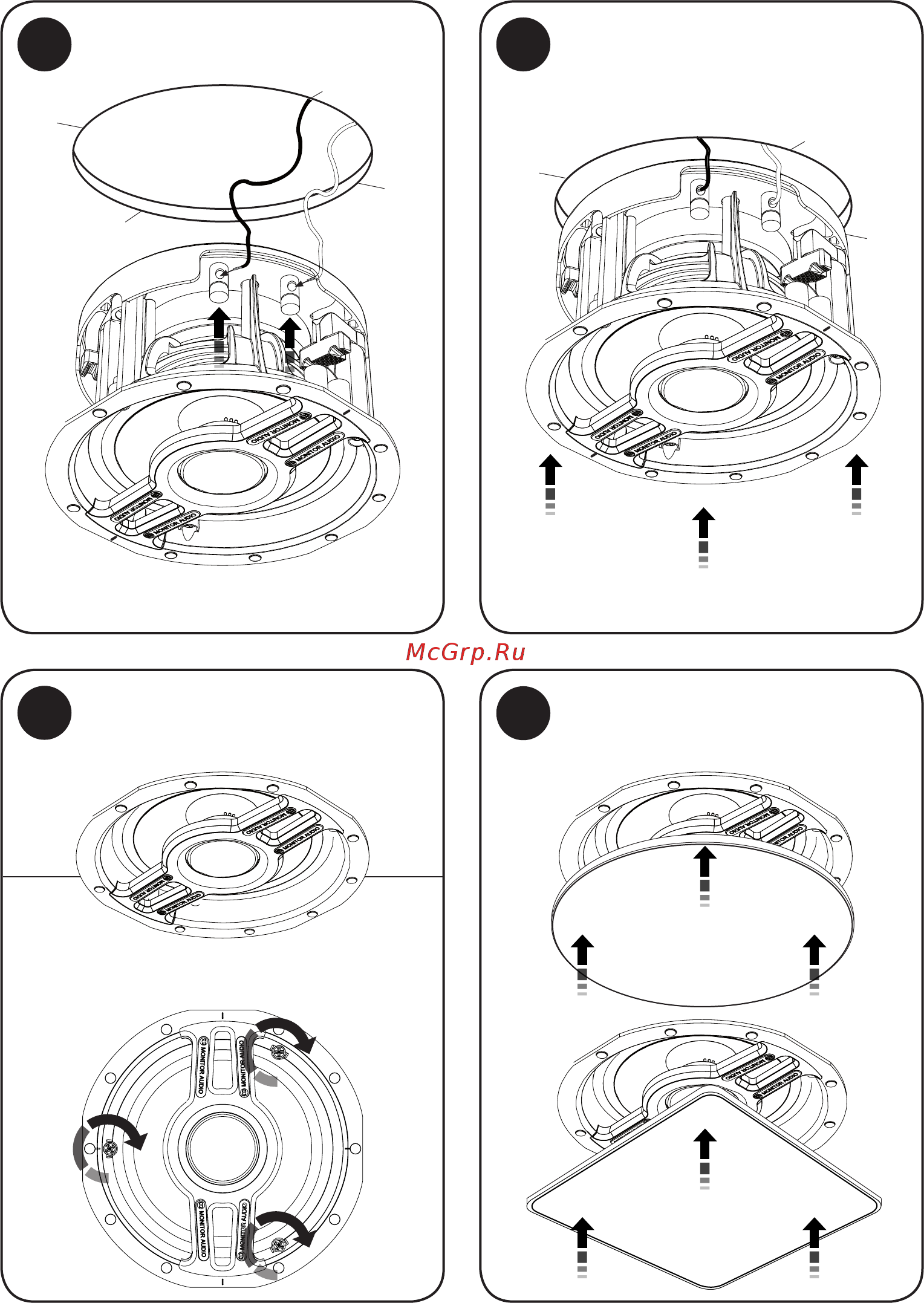 Monitor Audio CWT160 Round [4/6] Отметьте контур монтажного отверстия и центральные линии