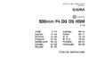 Sigma 500mm F 4.0 DG OS HSM SPORTS для CANON Инструкция по эксплуатации