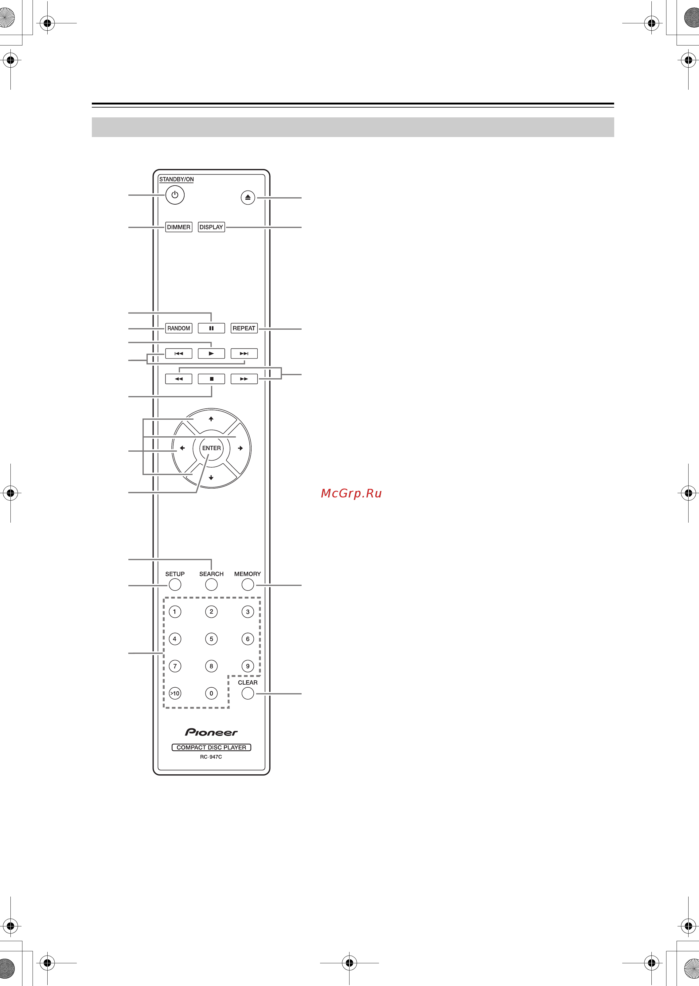 Pioneer PD-10AE Black [10/30] Пульт дистанционного управления
