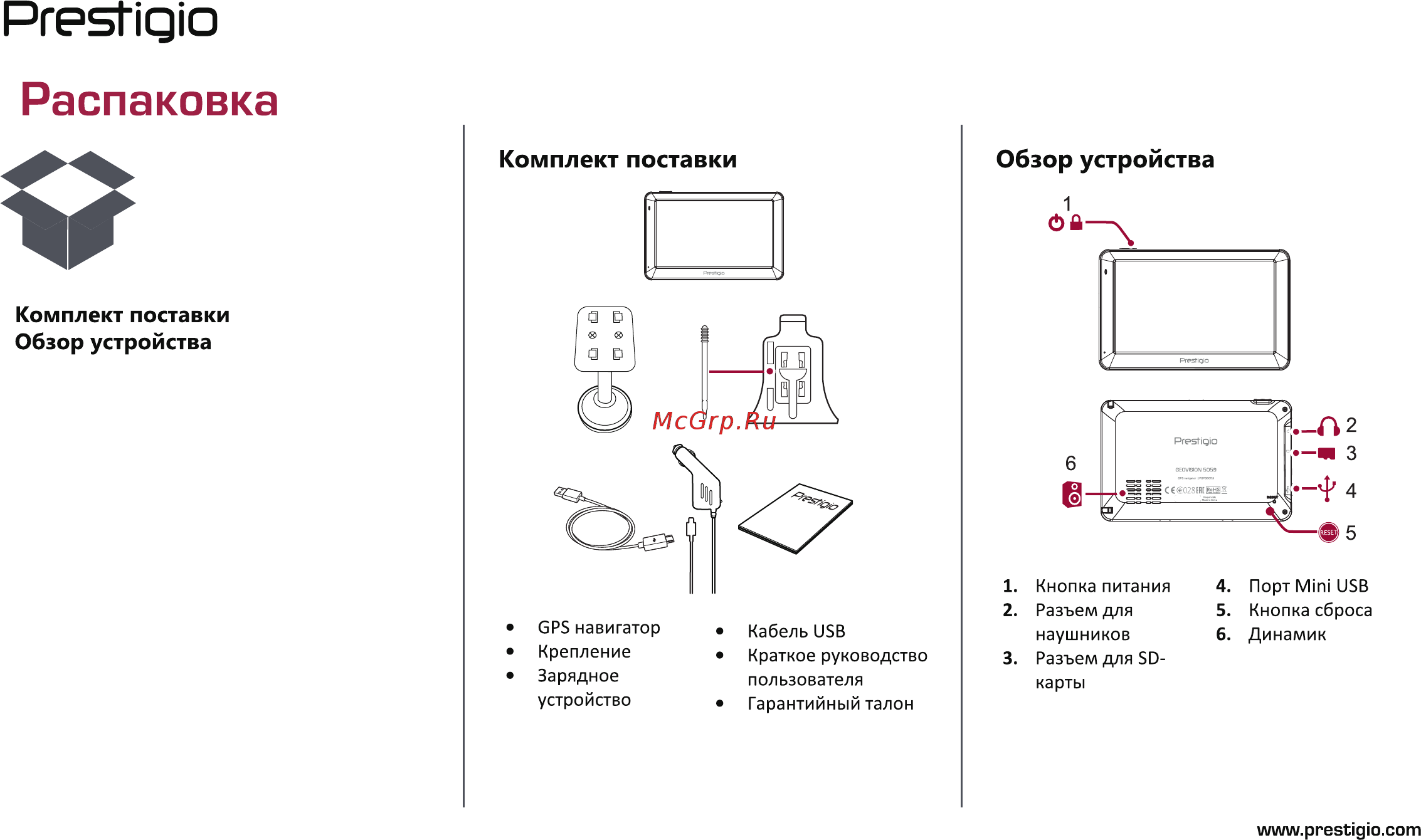 Prestigio 5u0022 4 Гб Навител [2/14] Меню