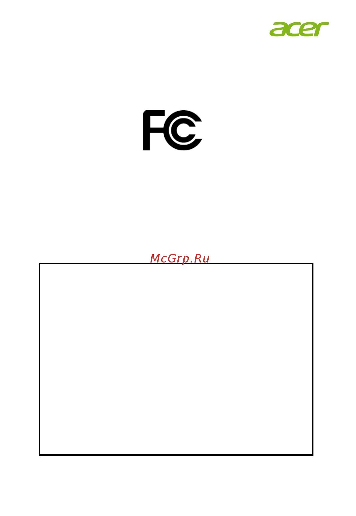 Acer P1502 [68/68] Federal communications commission declaration of conformity