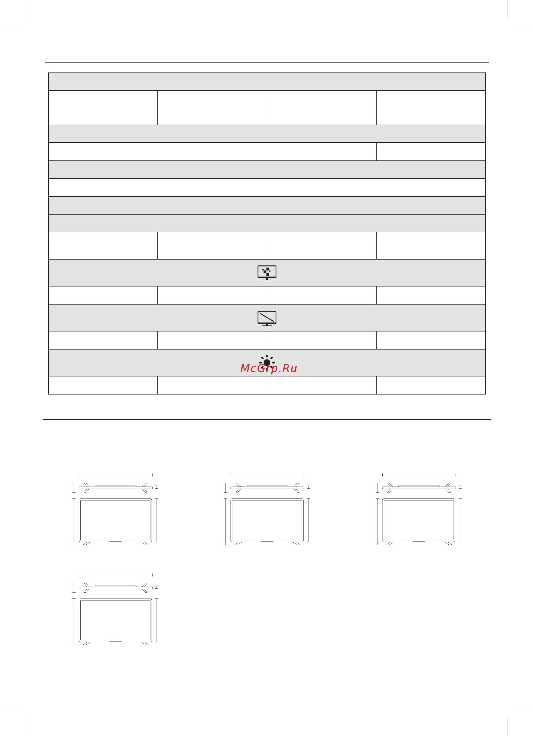 Sharp LC-49CUG8052E [13/16] Габаритные размеры размер настенного крепления вес overall dimensions wall attachment size weight