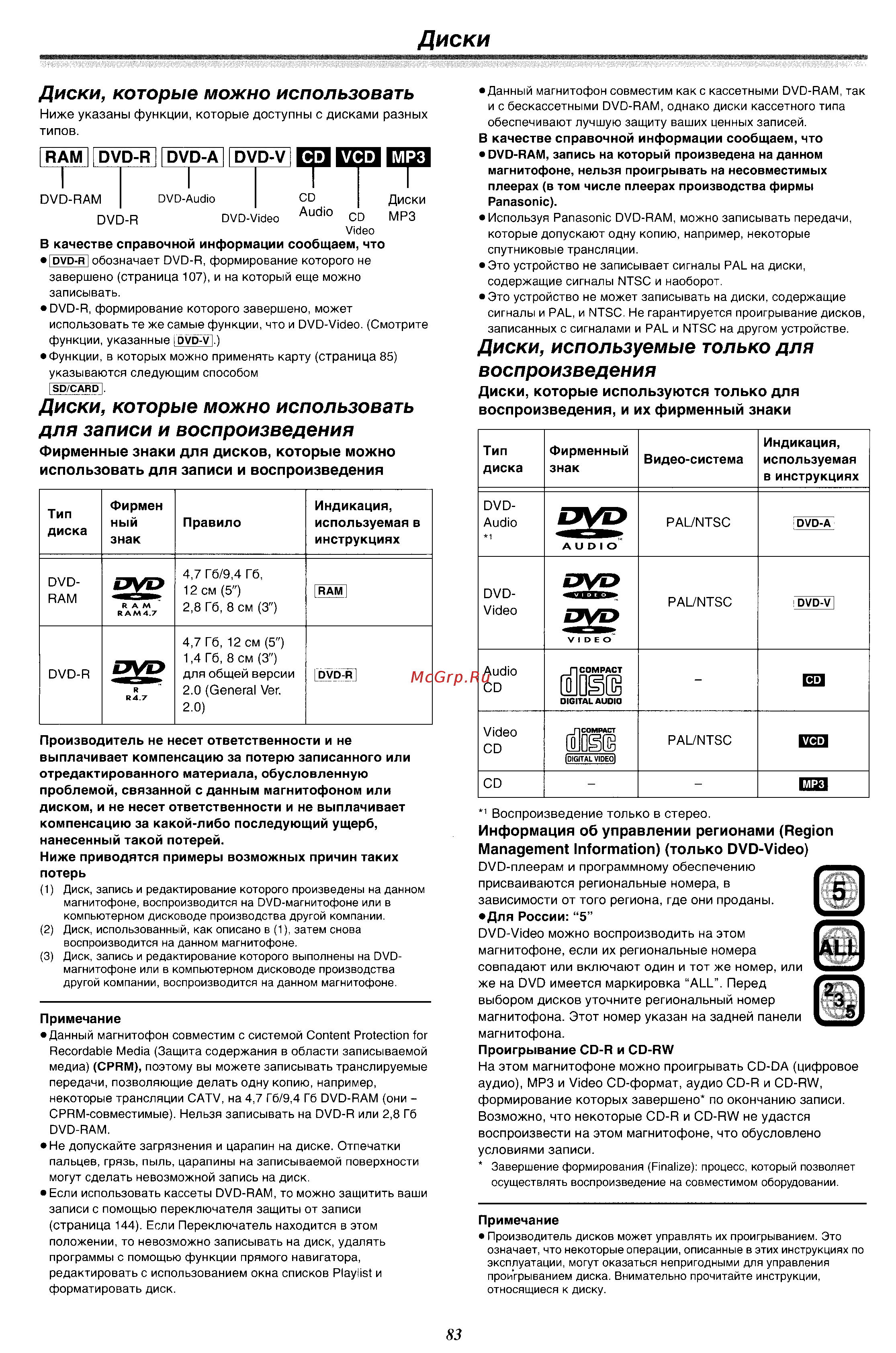 Panasonic DMR-E60 EE-S [9/76] Диски