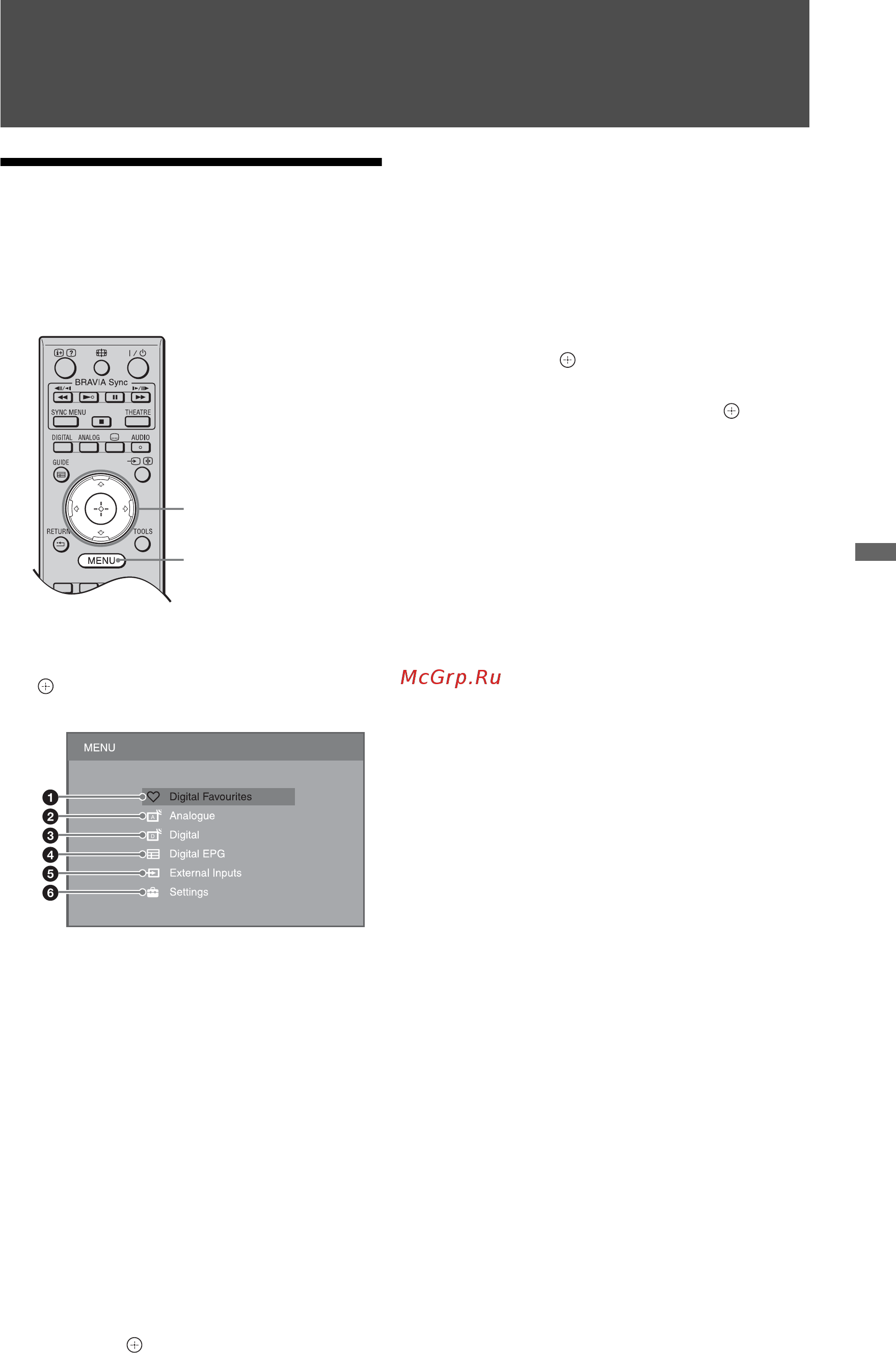 Sony KDL-52 V4210 [177/280] Navigating through menus