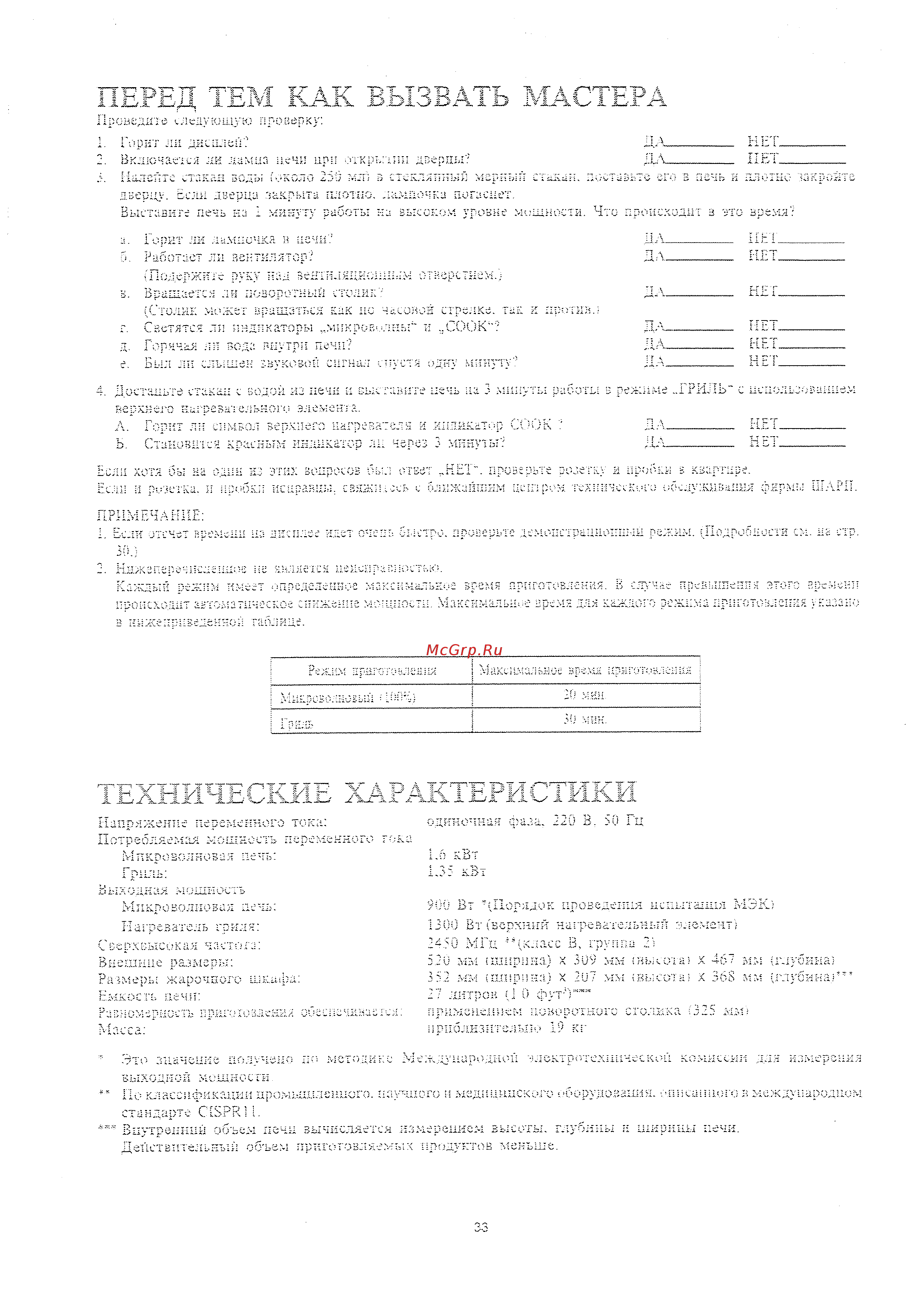 Sharp R-757 HW [31/32] Перед тем как вызвать мастера