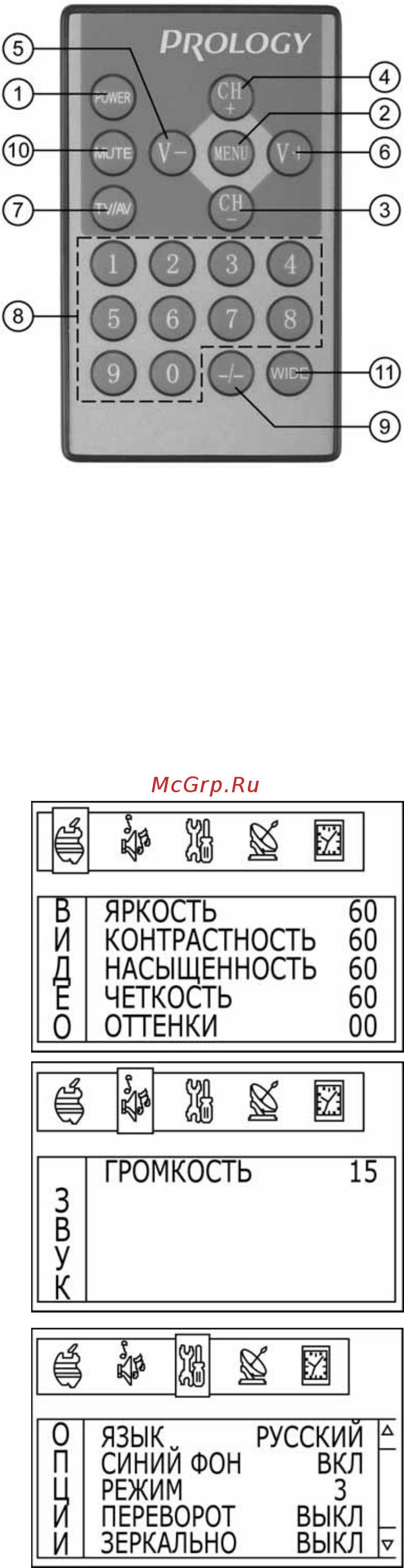 Prology HDTV-909 S Bl [5/8] Система экранных меню
