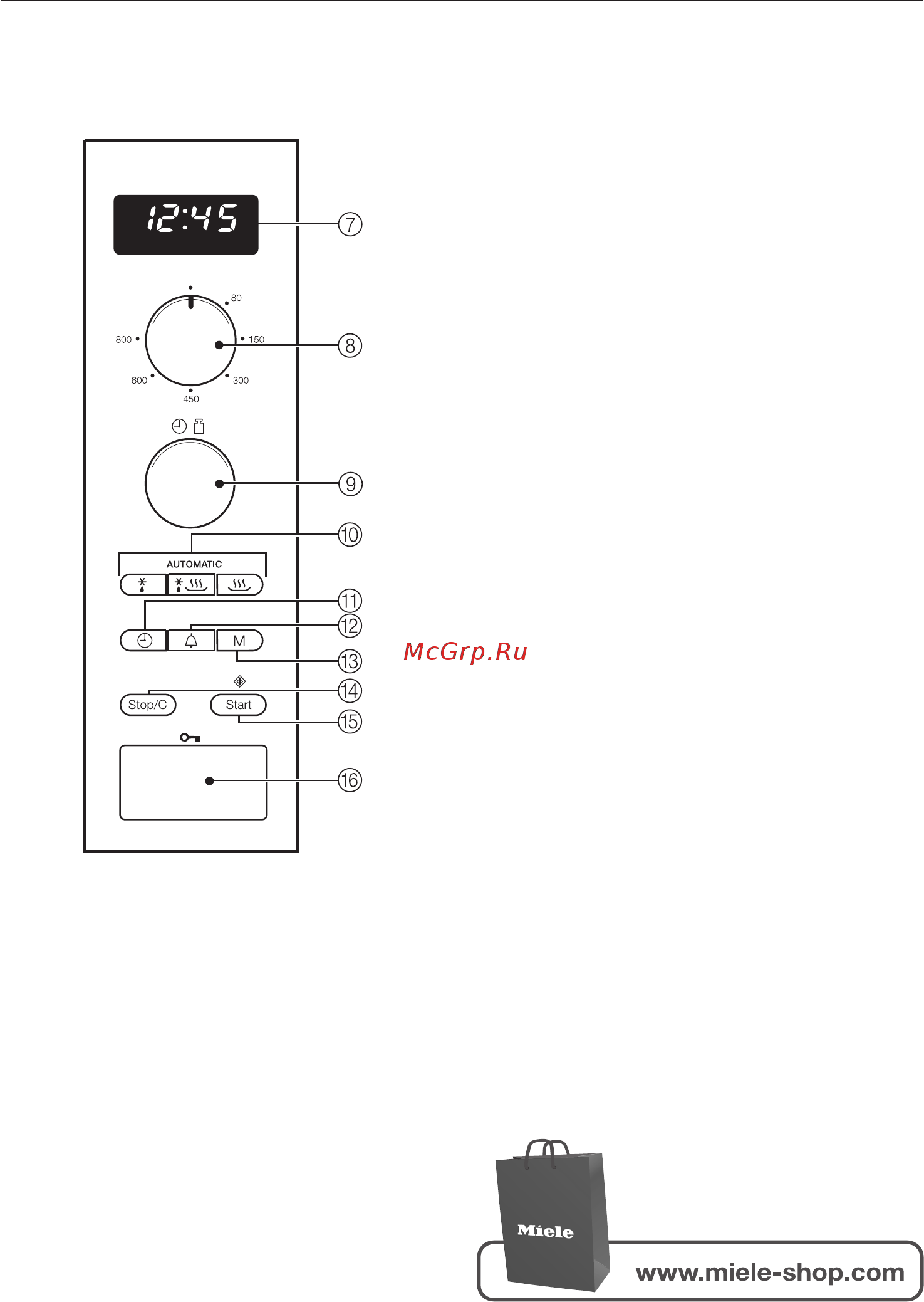 Miele M6030SC EDST/CLST сталь [5/72] Ïàíåëü óïðàâëåíèÿ 5