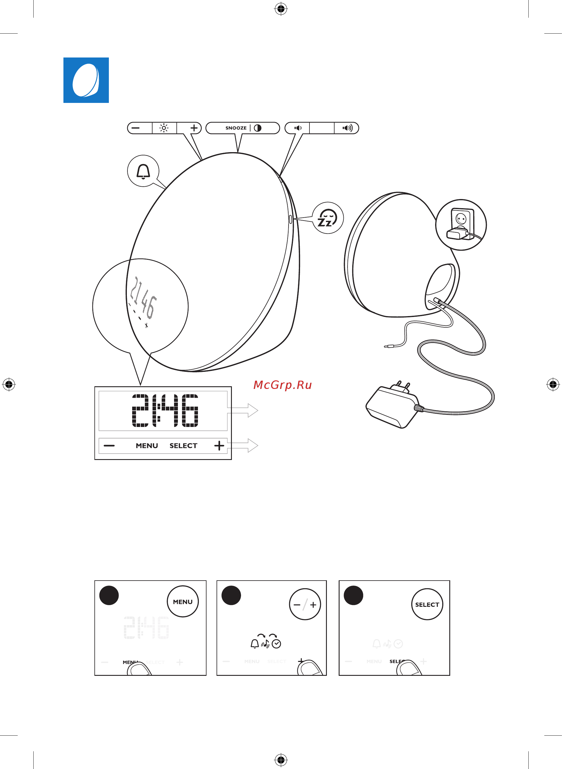 Philips Световой будильник HF3510/70 [6/22] Кнопки меню нажмите для активации кнопки меню натискайте для активації