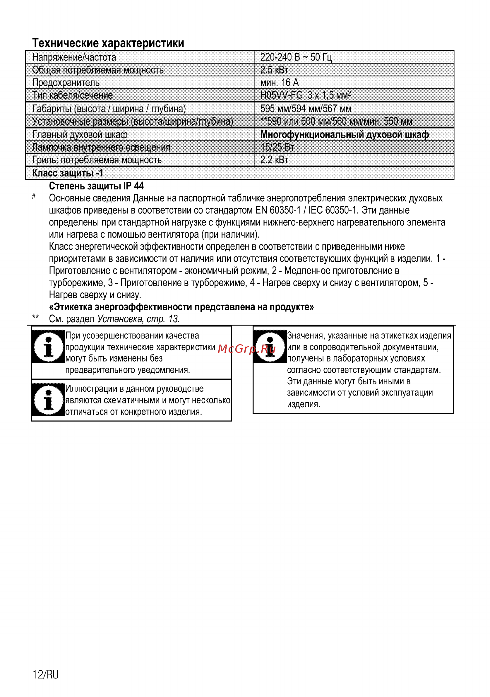 Beko OIM 27201 С [40/92] Технические характеристики