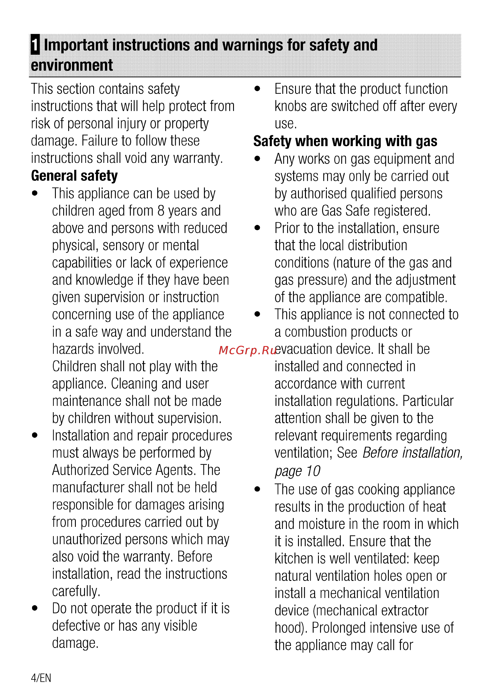Beko HIZG 64125 AVR [4/44] Q important instructions and warnings for safety and