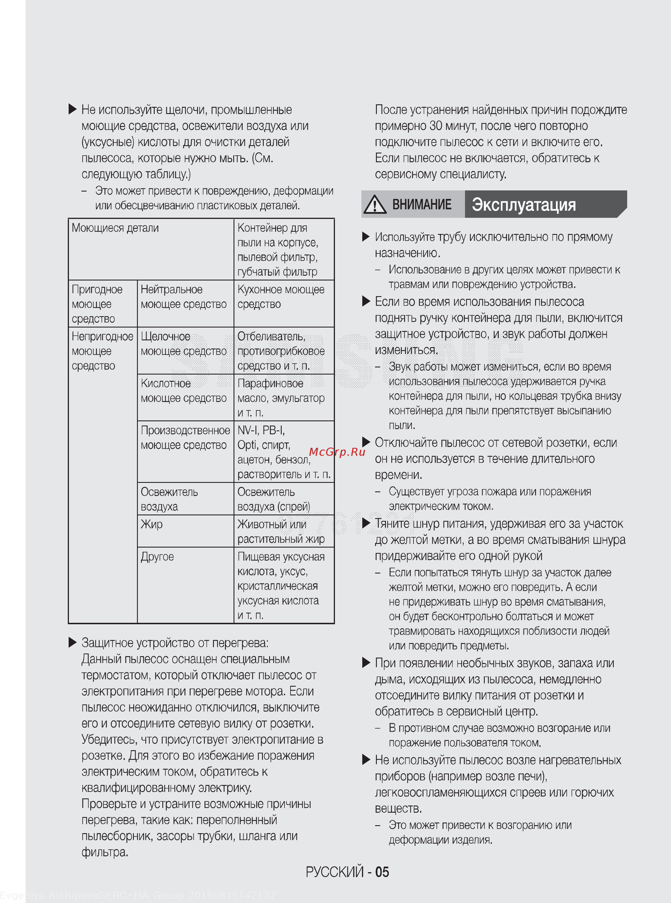 Samsung VC15K4130VL [5/16] Эксплуатация