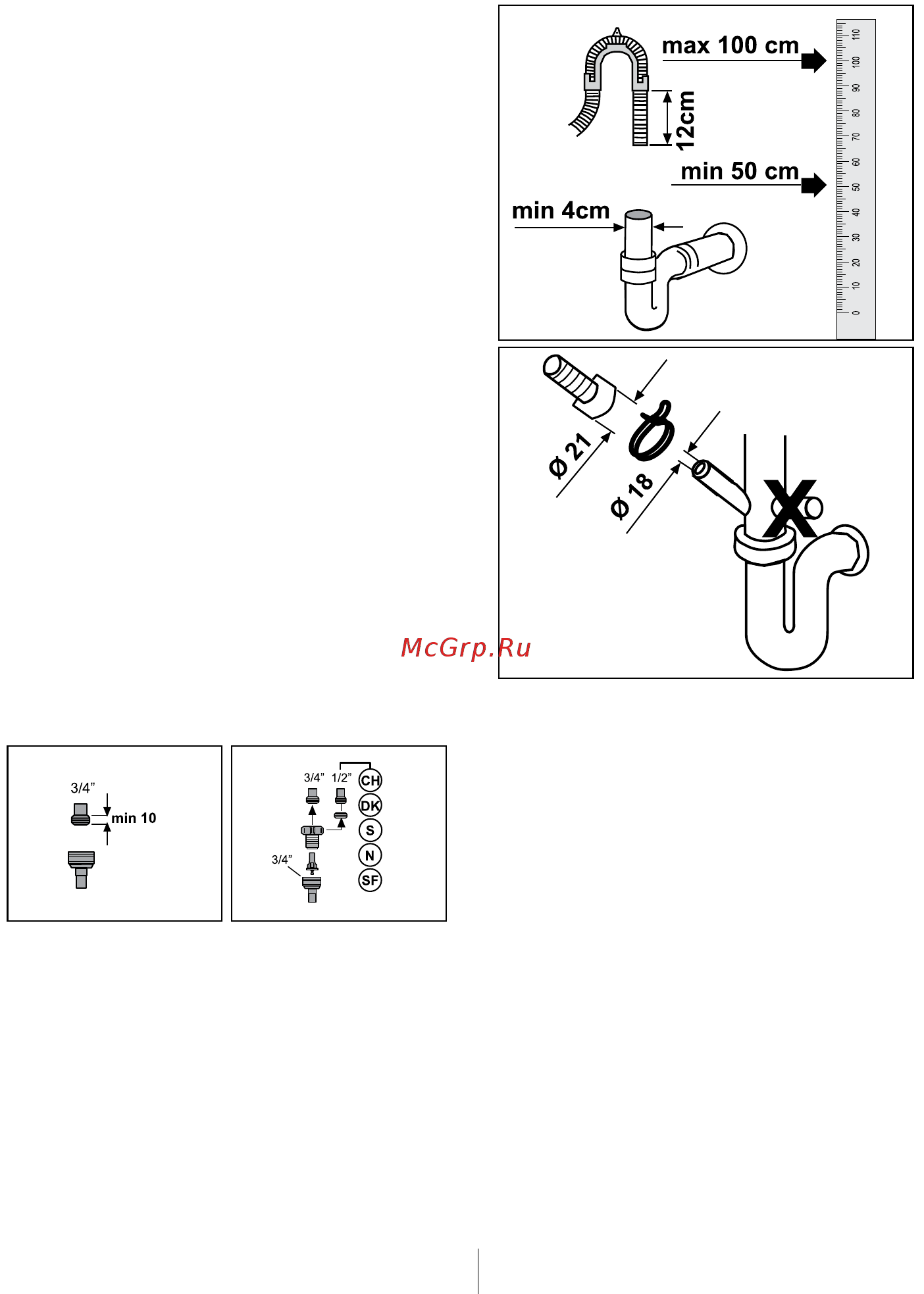 Beko DIN 28320 [10/50] Подключение к сливу воды