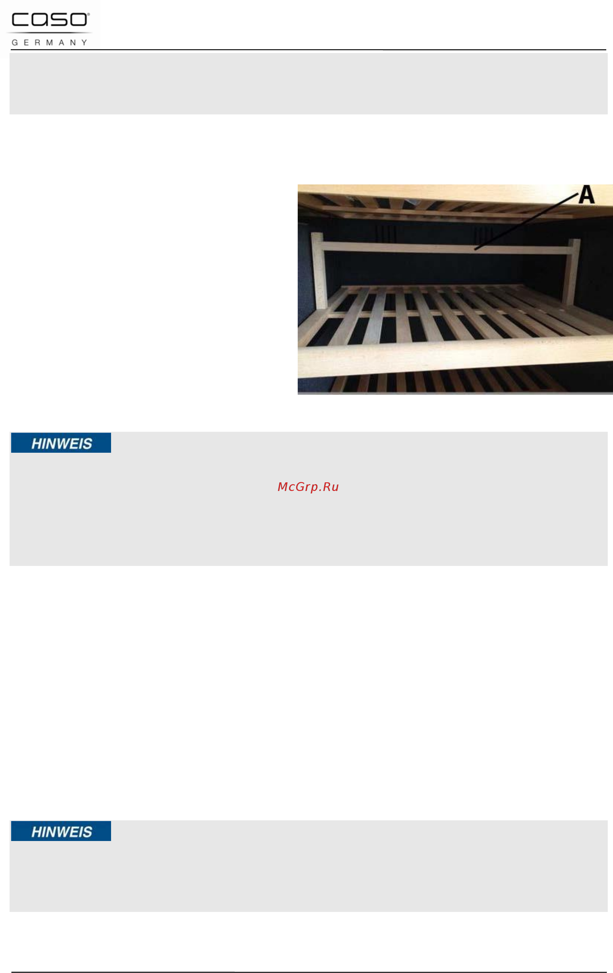 Caso WineSafe 137 [9/19] Комплект поставки и проверка после транспортировки