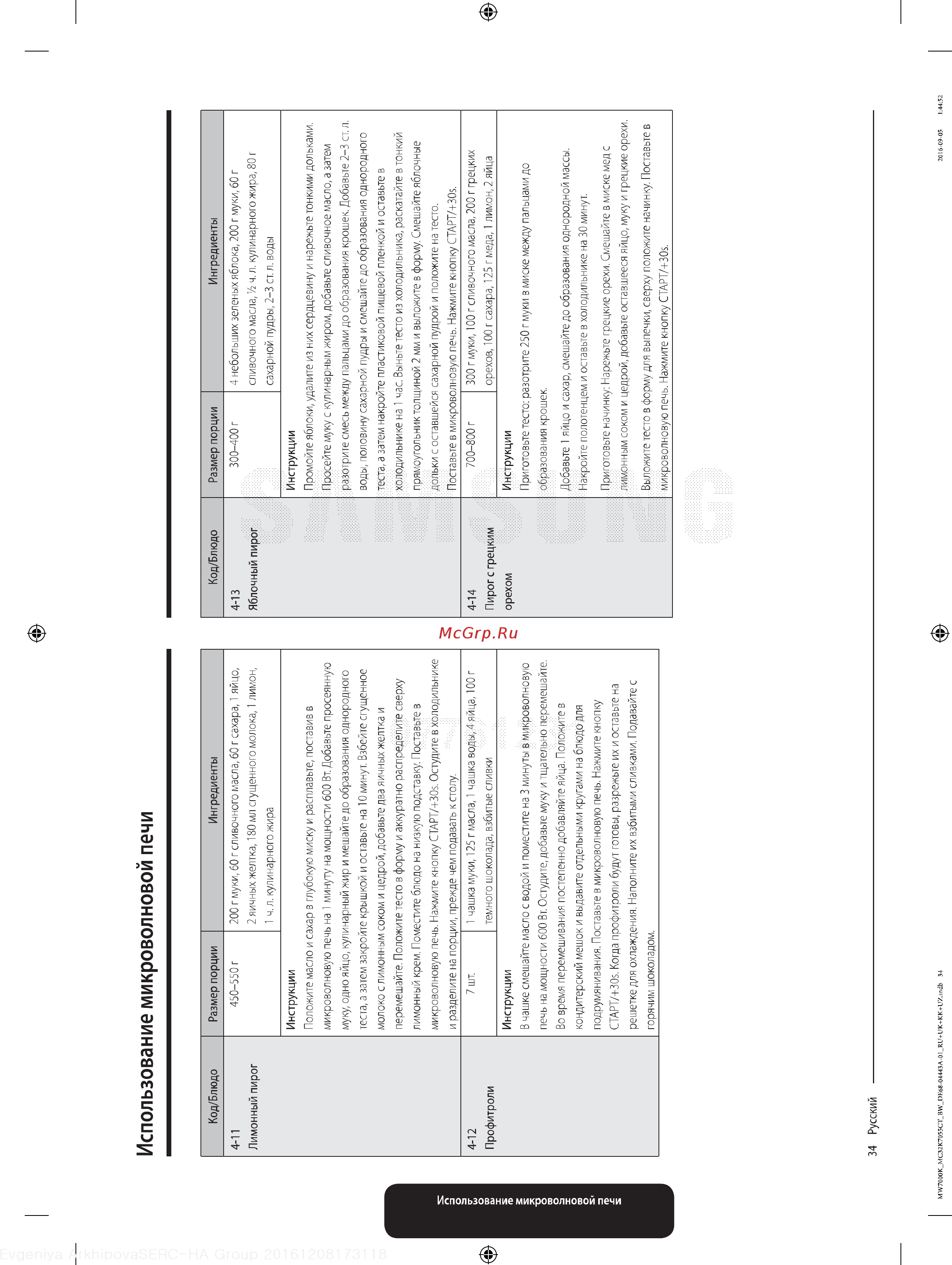Samsung MC32K7055CT/BW [34/64] Использование микроволновой печи