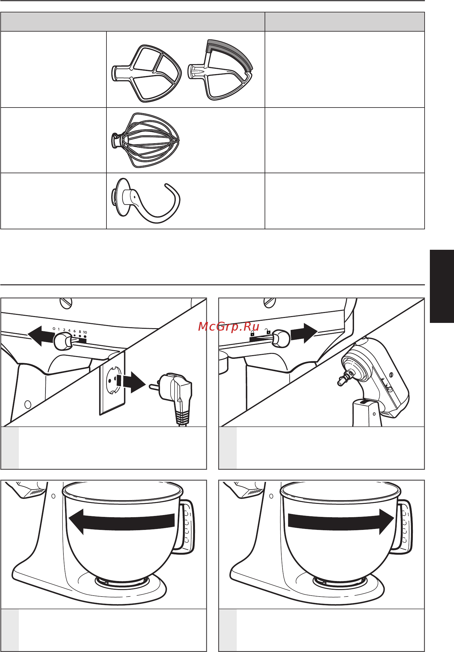 KitchenAid 5KSM125EAC [8/19] Использование настольного миксера