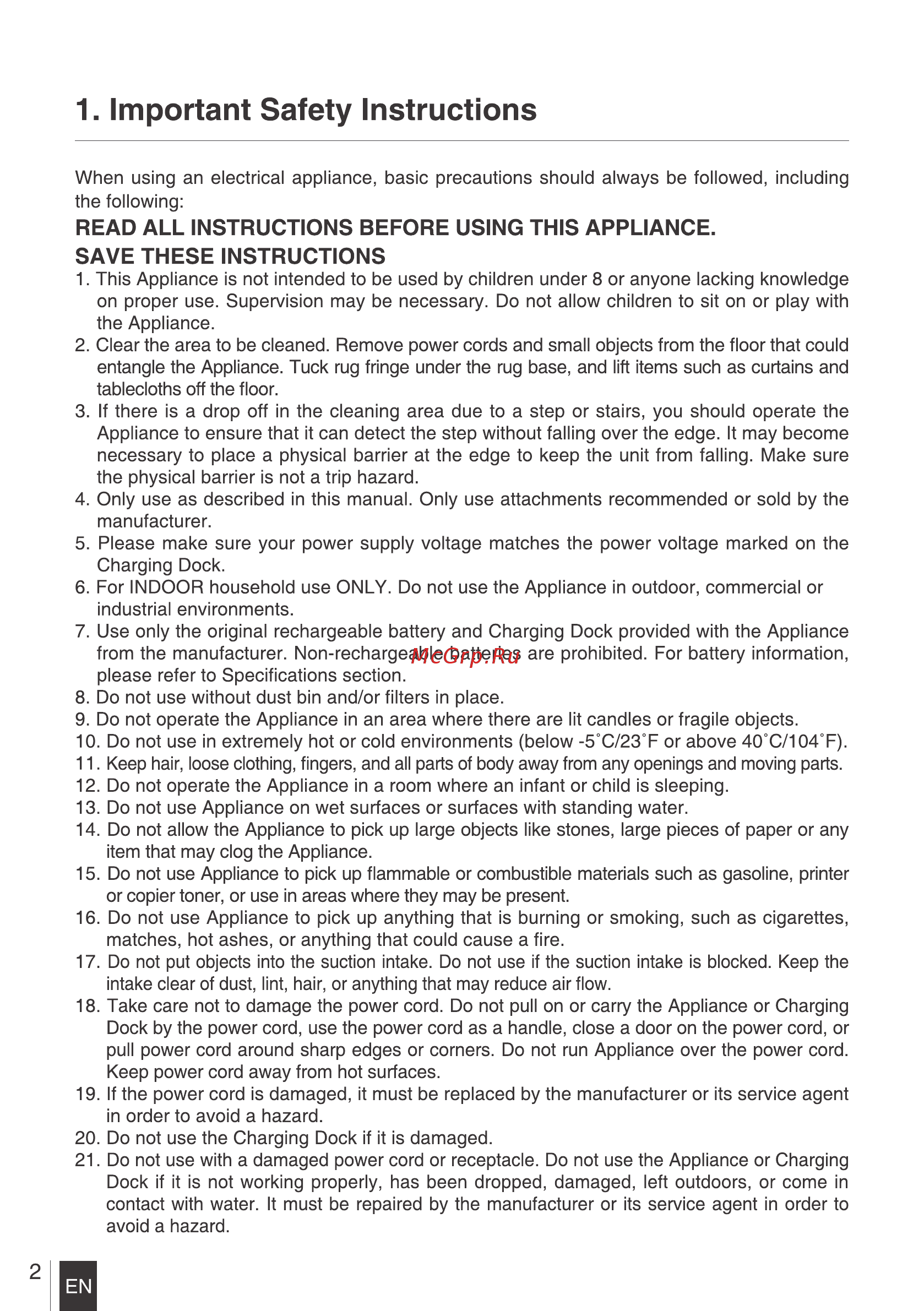 Deebot DM81 [4/50] Important safety instructions