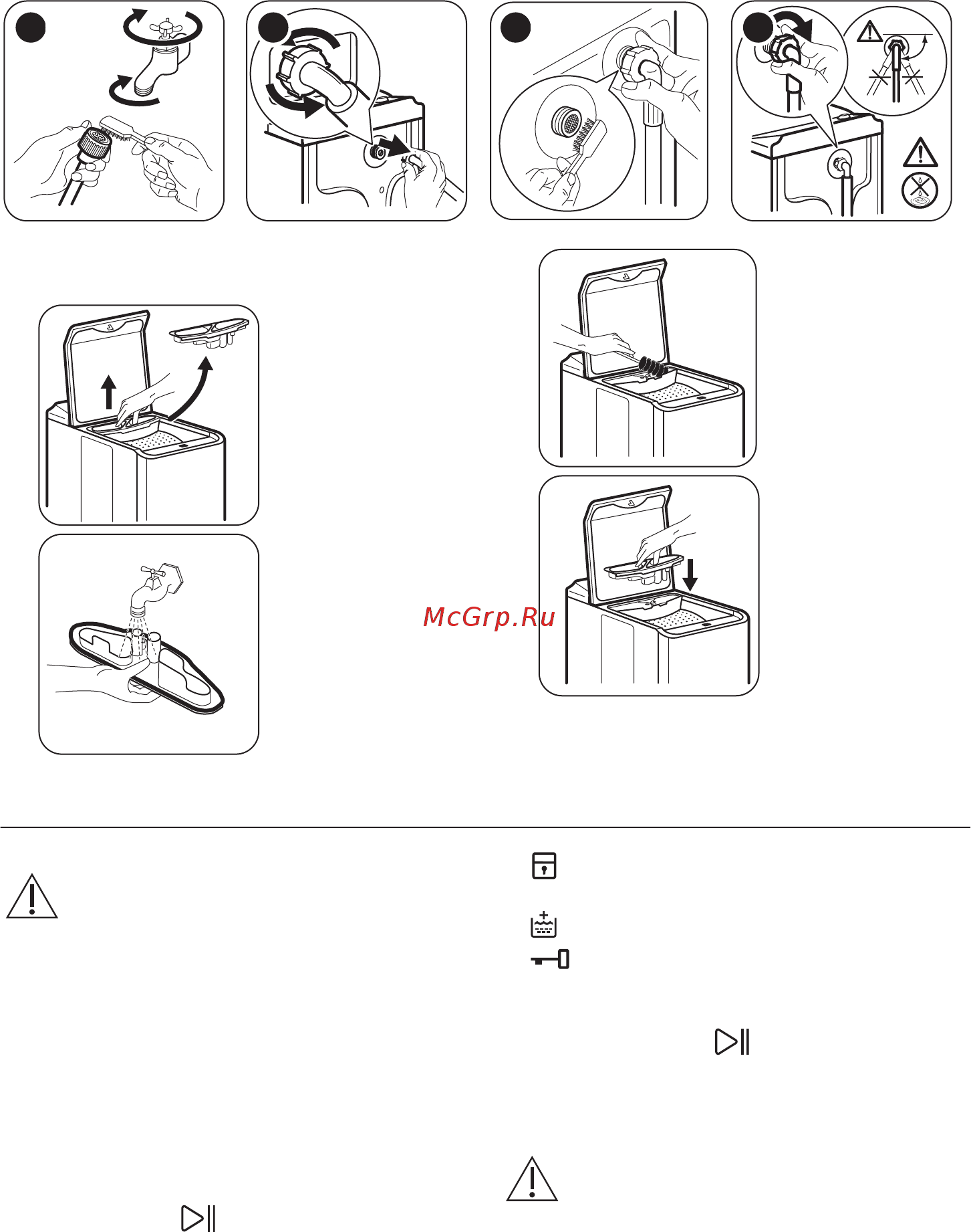 Zanussi ZWY50924WI [31/36] Очистка наливного шланга и фильтра клапана