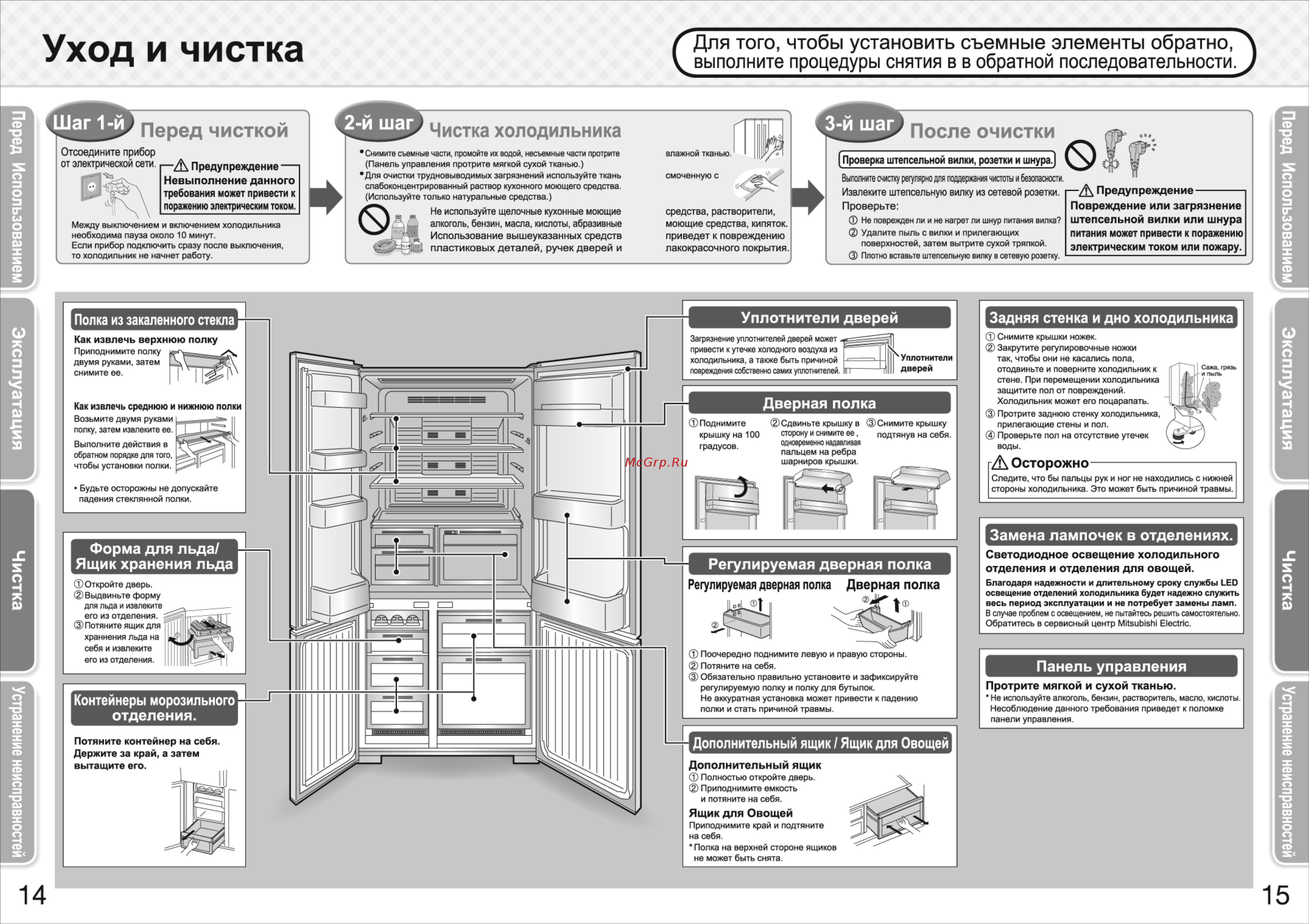 Mitsubishi Electric MR-LR78G-PWH-R [8/11] Уход и чистка