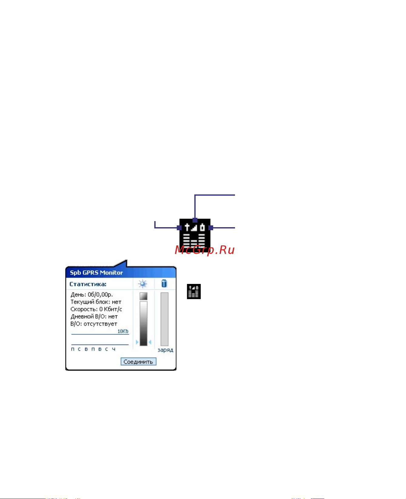 HTC P3400 Deluxe [263/284] Значок gprs monitor и всплывающее окно
