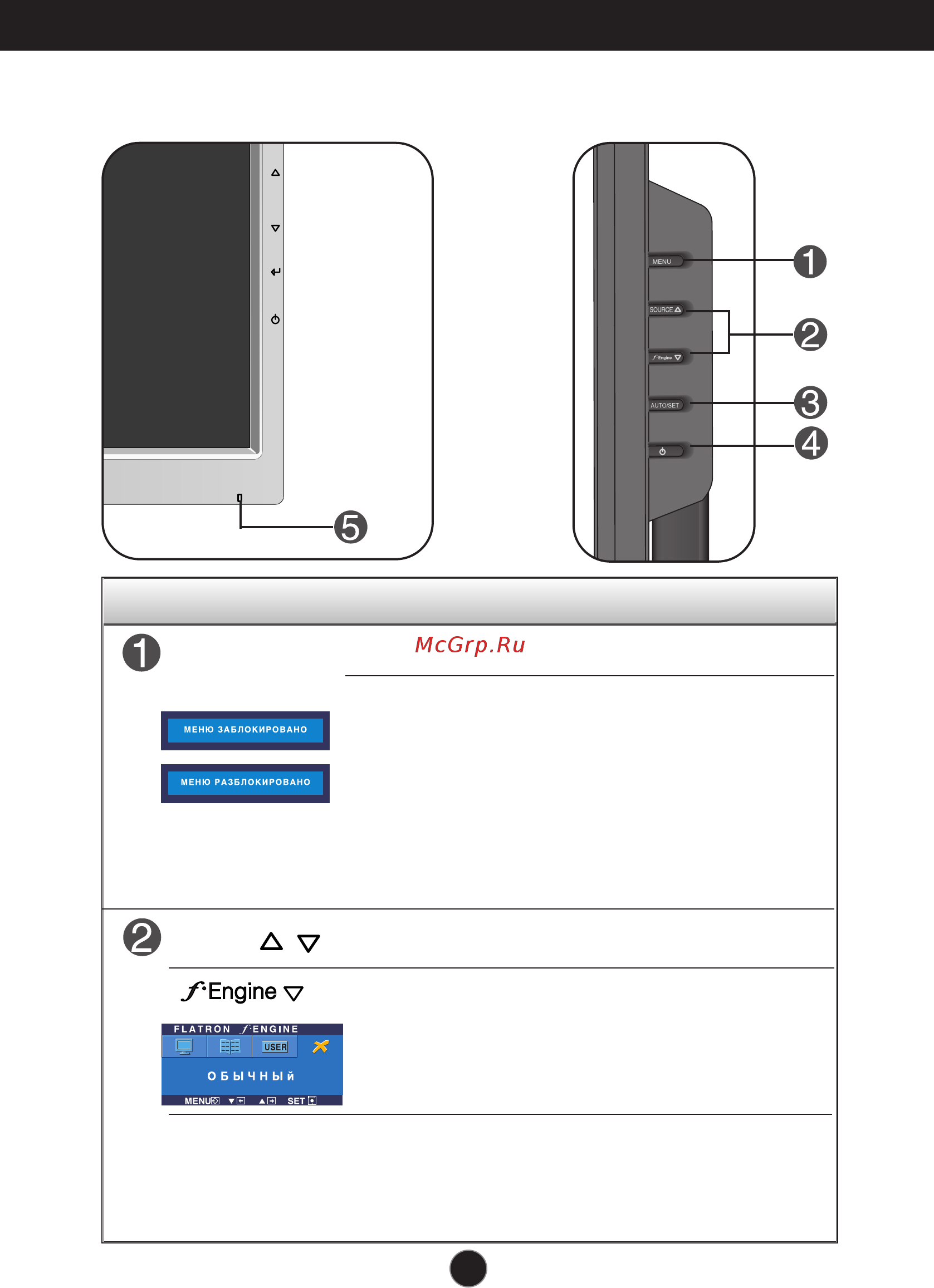LG L1953TR-BF [9/26] Функции панели управления