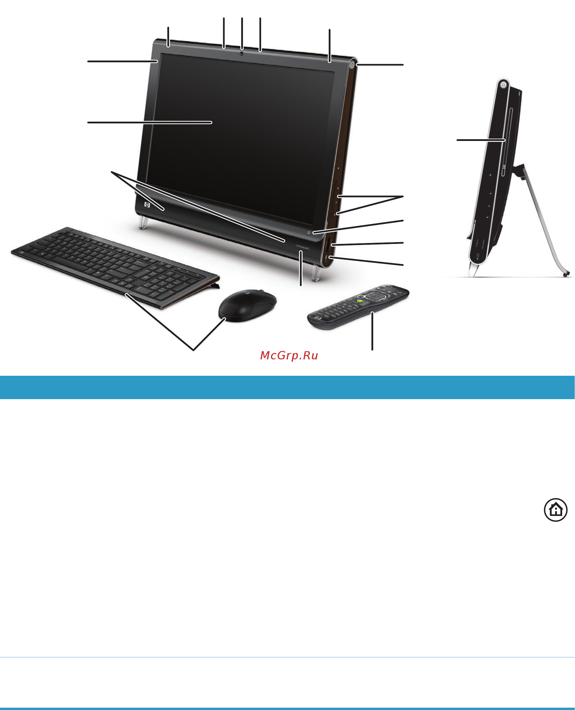 HP TS IQ515ru [10/76] Вид спереди и справа компьютера hp touchsmart