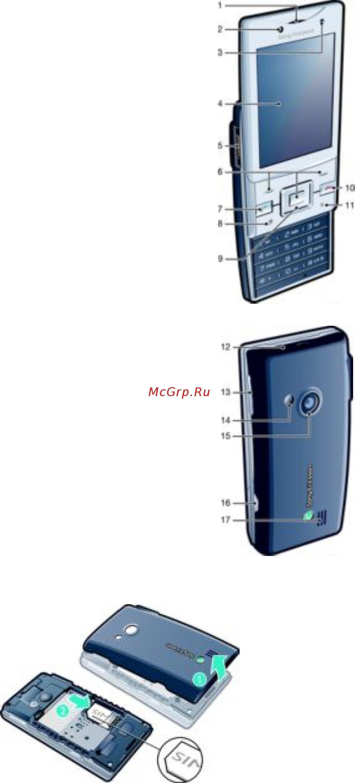 SONY-ERICSSON J20i 2Gb Black [5/68] Основные элементы телефона