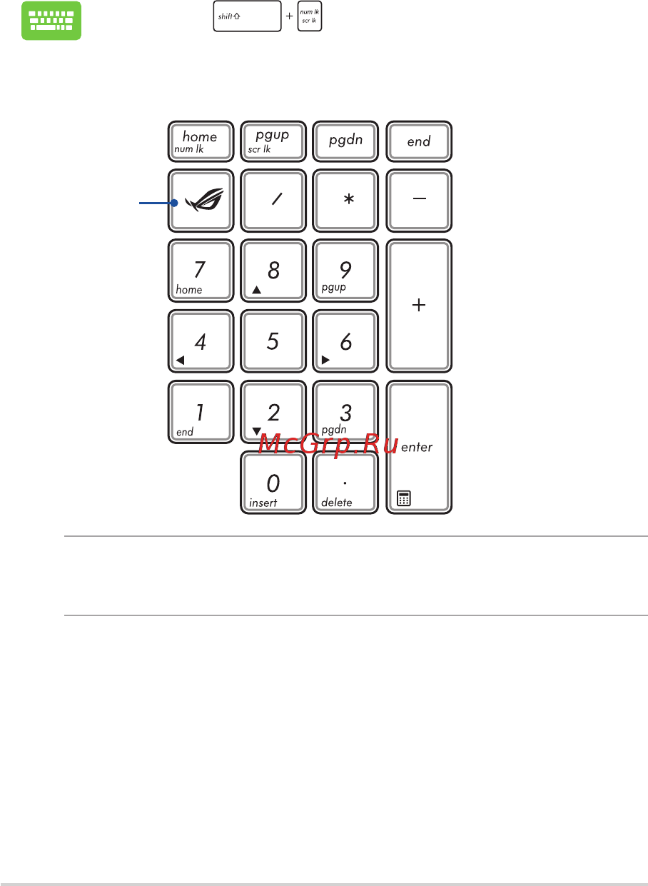 Asus ROG G751JT-T7223T [42/138] Использование цифровой клавиатуры
