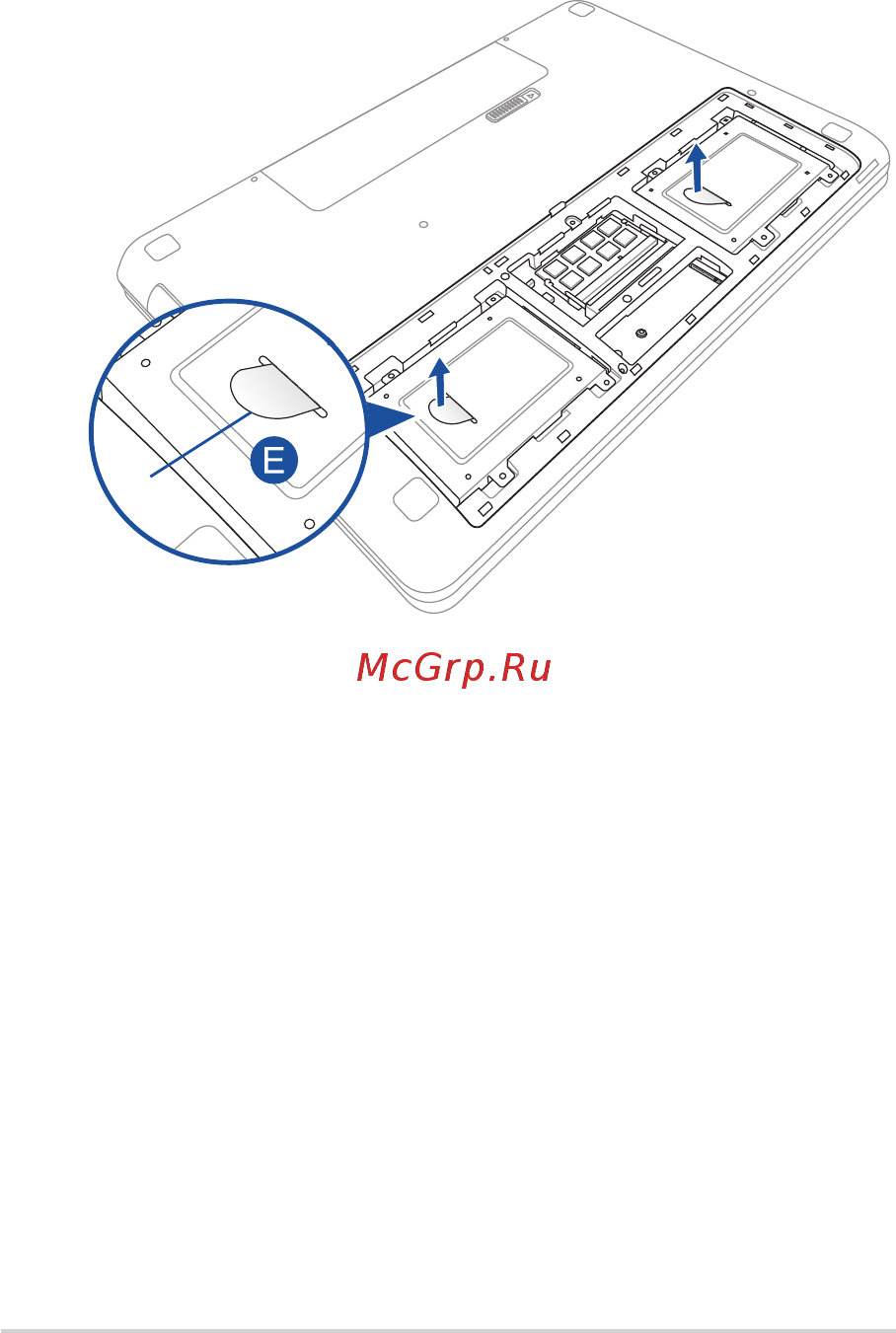 Asus G751JT-T7245T [100/146] E извлеките корзину с жестким диском из отсека