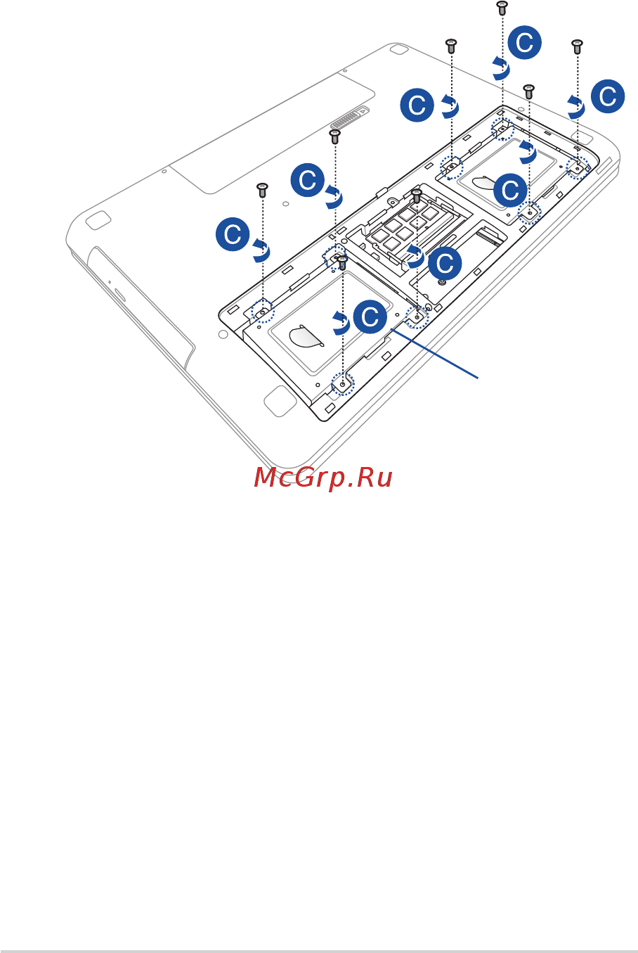 Asus G751JT-T7245T [98/146] C открутите винты крепящие корзину с жестким диском в отсеке
