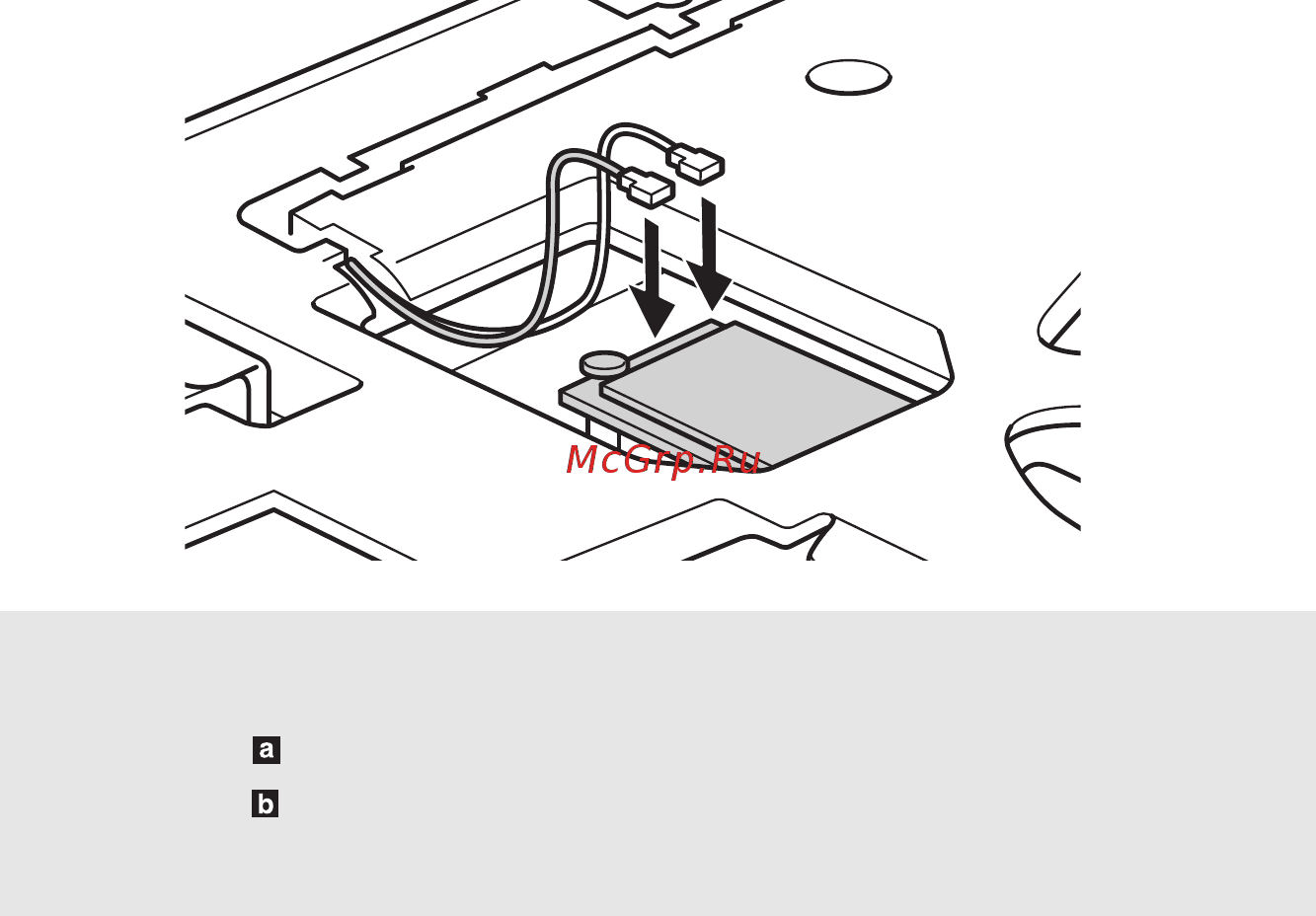 Lenovo IdeaPad G50-45 (80E301Q6RK) [48/52] Подключите два кабеля беспроводной лвс черный и серый