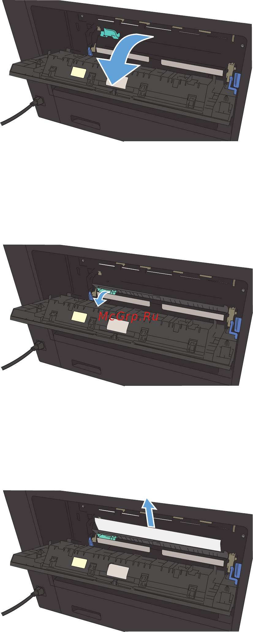 HP LaserJet Enterprise 700 M712xh (CF238A) A3 [158/190] Устранение замятий в области термофиксатора