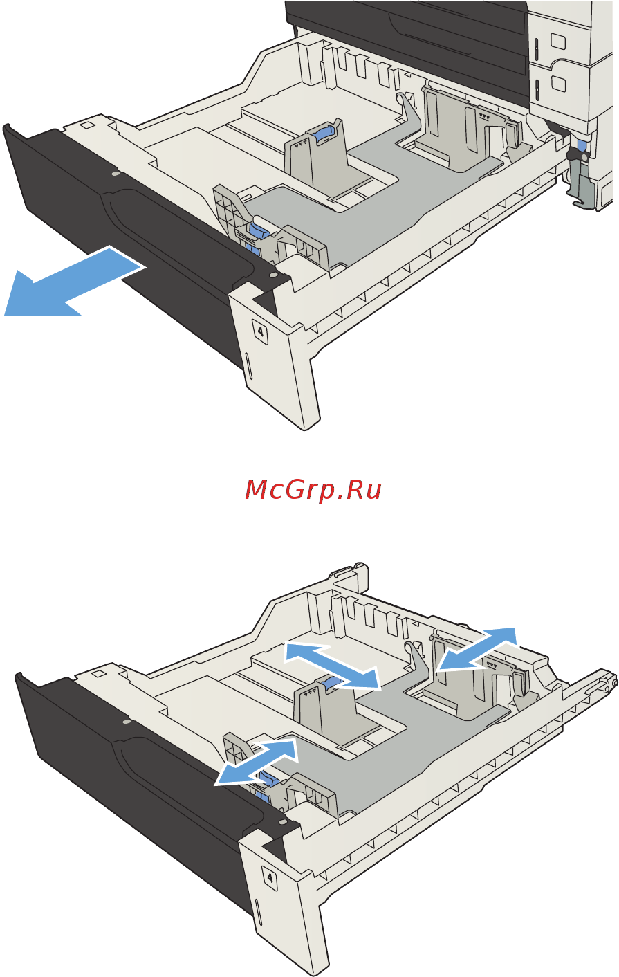 HP LaserJet Enterprise 700 M712xh (CF238A) [49/190] Загрузка лотка на 500 листов