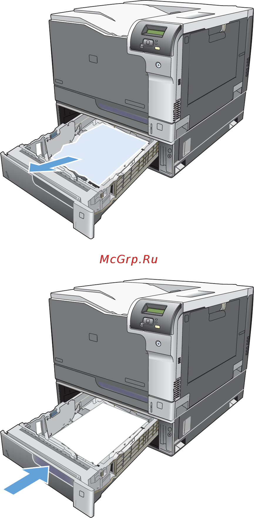 HP Color LaserJet Pro CP5225 (CE710A) A3 [133/194] Устраните замятия в дополнительном лотке на 500 листов для подачи бумаги и плотных носителей лоток 3