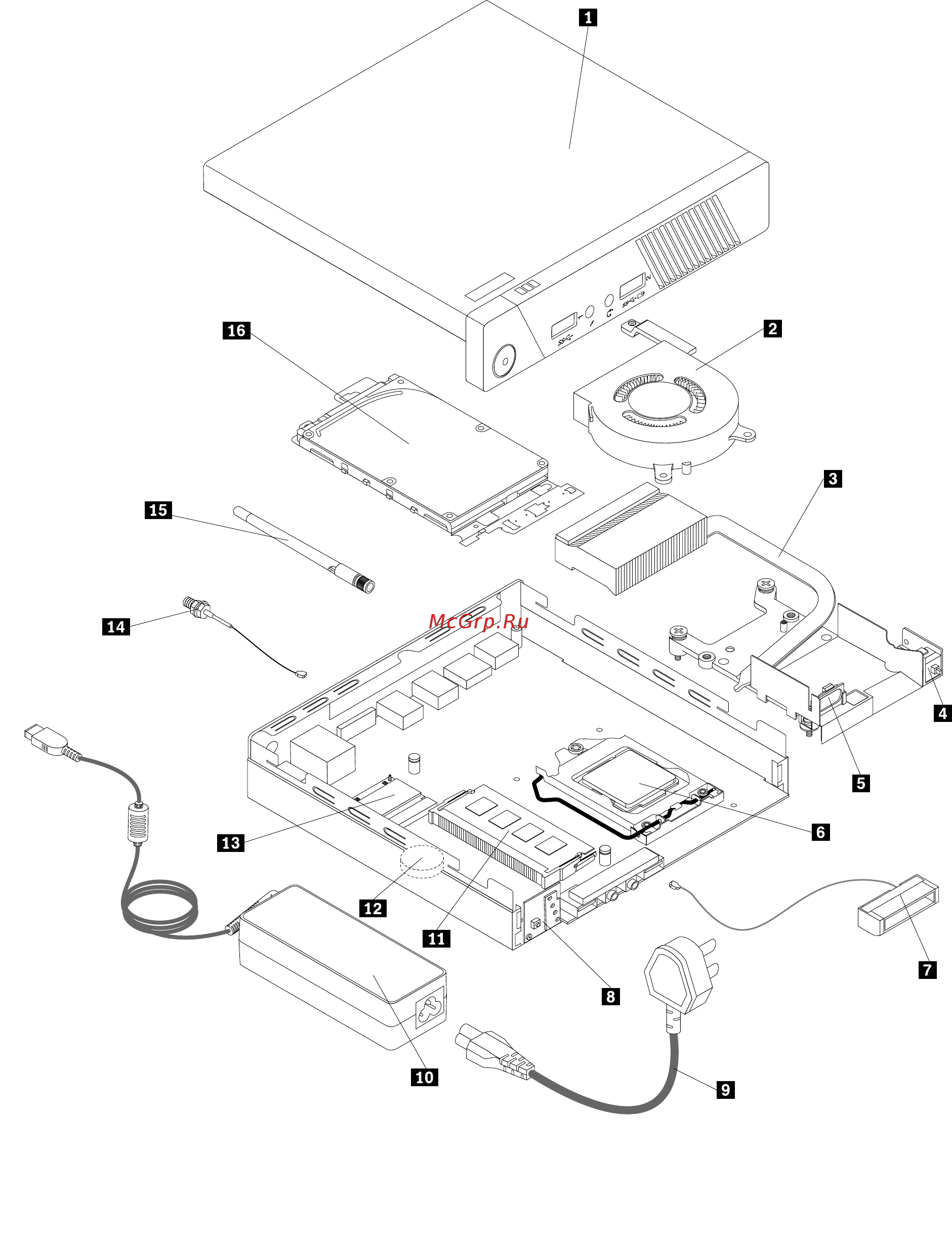 Lenovo ThinkCentre M73e Ti (10AY0061RU) [26/170] Расположение компонентов
