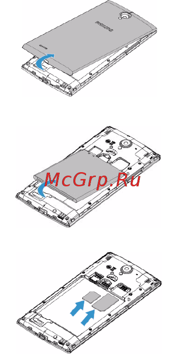 Philips S337 Black+Red [7/35] Вставьте sim карты