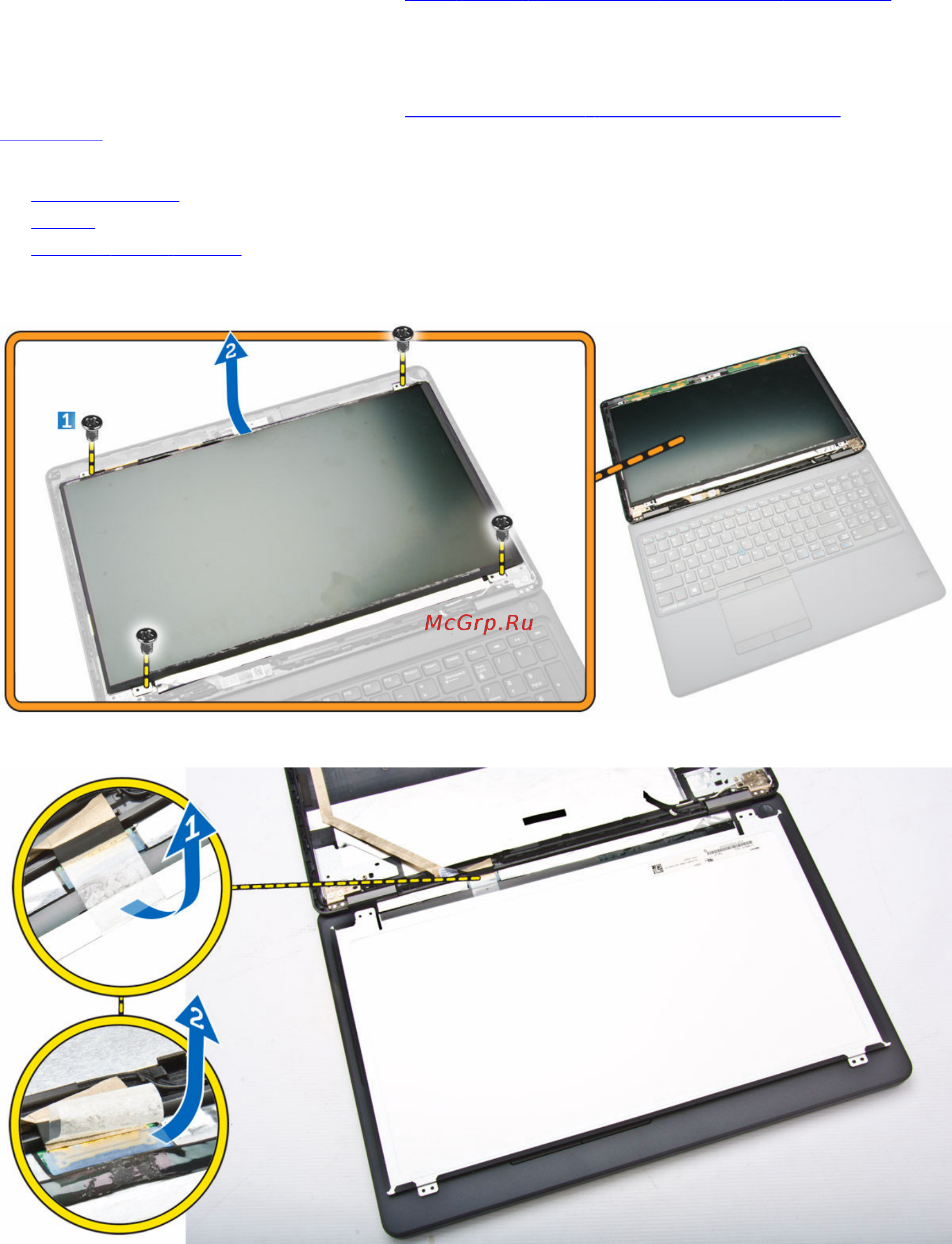 Dell Latitude E5450-7812 [31/62] Снятие панели дисплея