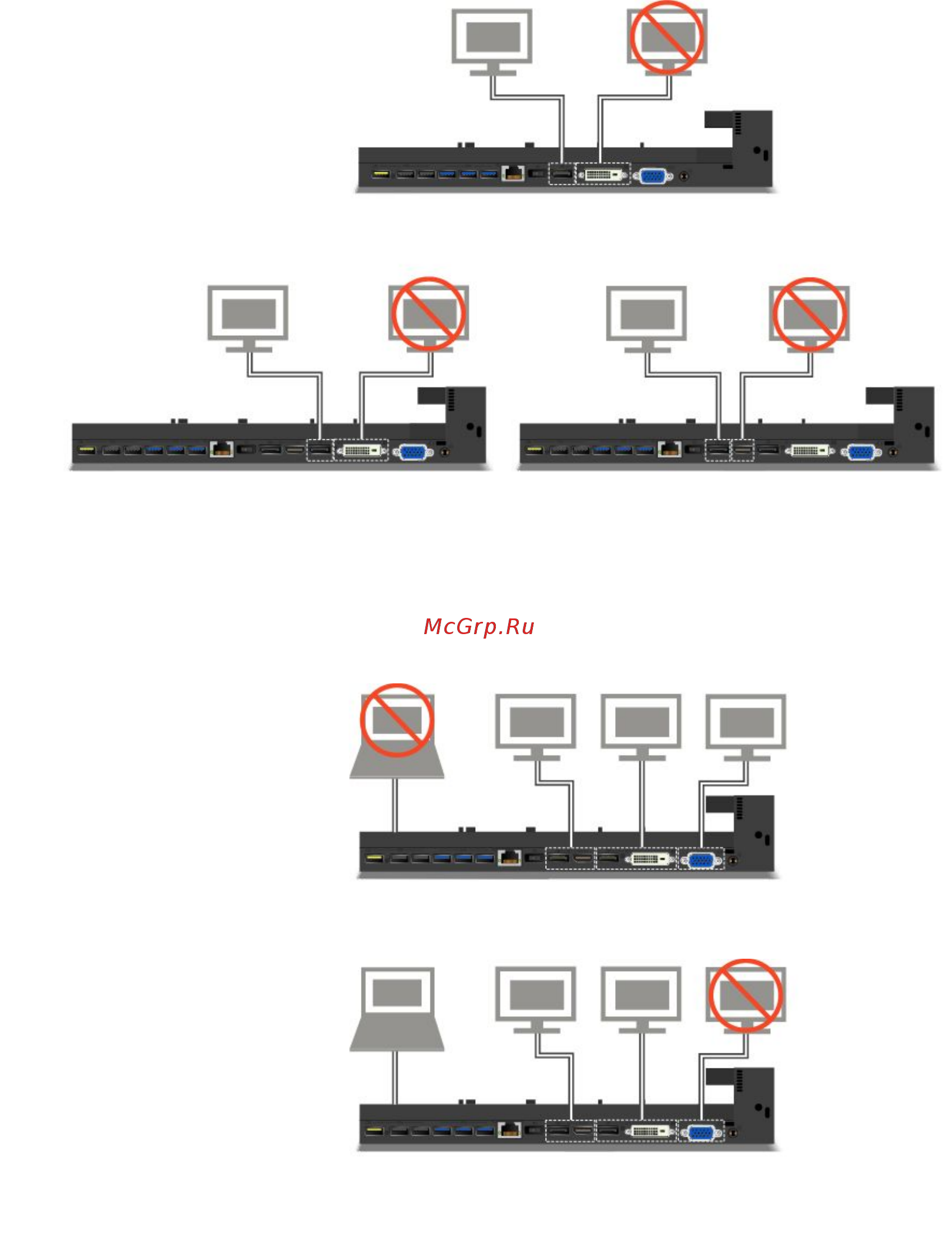 Lenovo ThinkPad X250 20CM003DRT [71/193] Инструкции по подключению нескольких внешних дисплеев к док станции