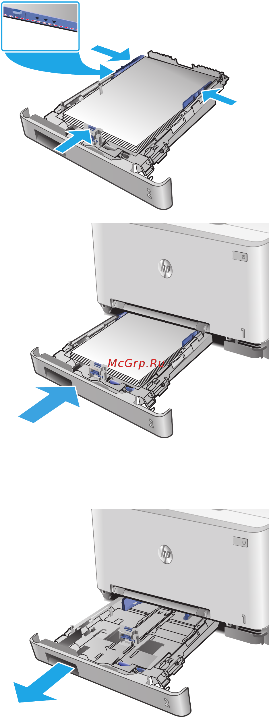 HP Color LaserJet Pro M252dw (B4A22A) [32/116] Загрузка конвертов в лоток 2