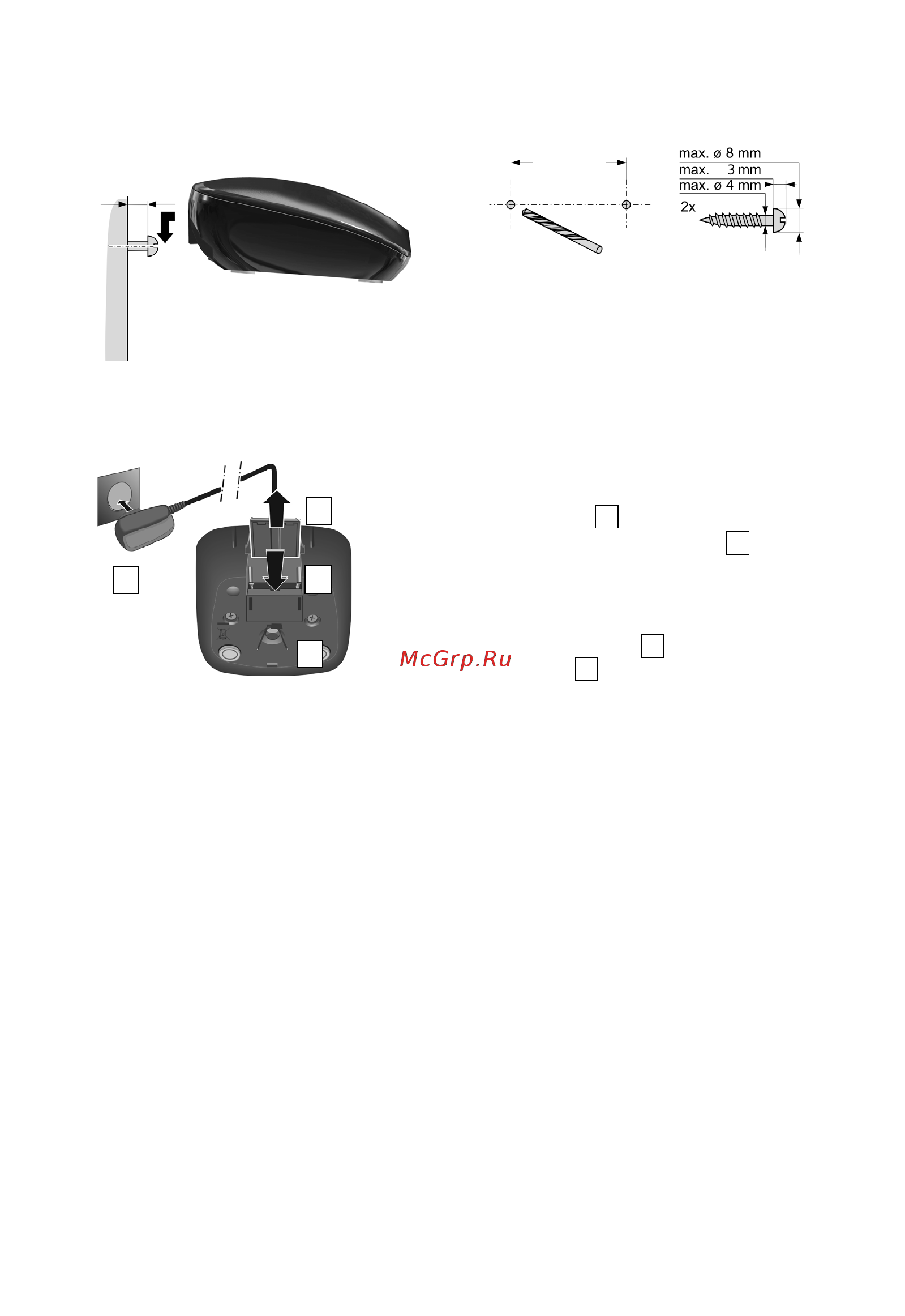 Gigaset C530 Black [10/87] Монтаж базового блока на стене дополнительный вариант
