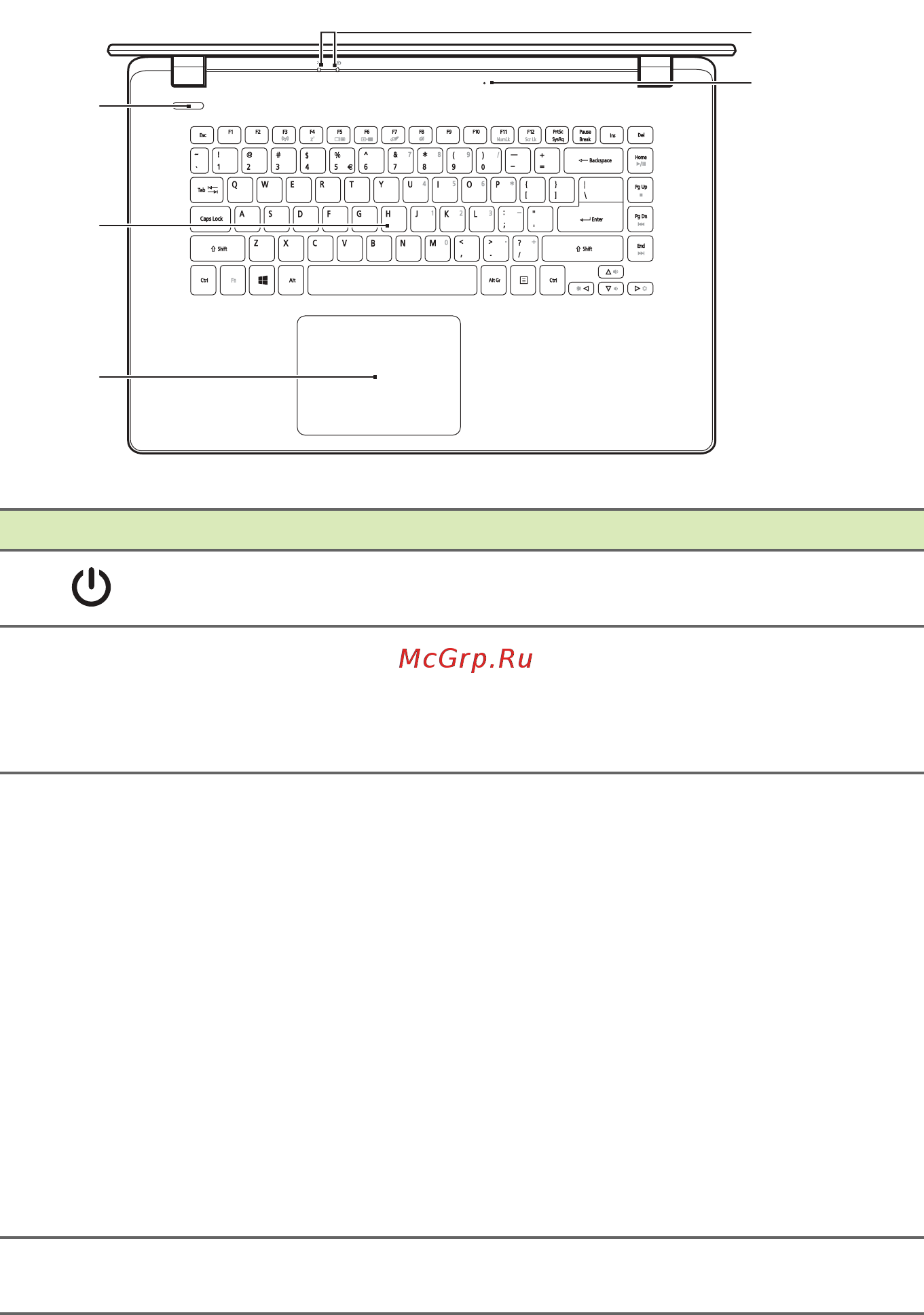 Acer Aspire ES1-521-26UW NX.G2KER.027 [10/96] Вид клавиатуры