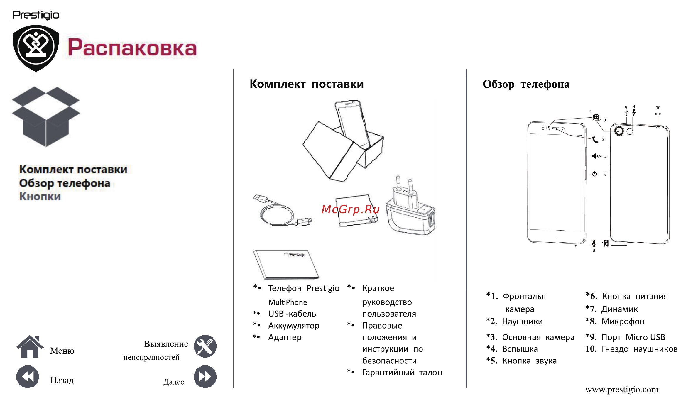 Prestigio Muze A7 7530 DUO White Инструкция по эксплуатации онлайн [2/39] 241416