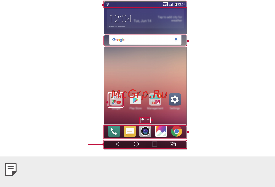 LG X Power Gold (K220DS) [34/115] Элементы главного экрана