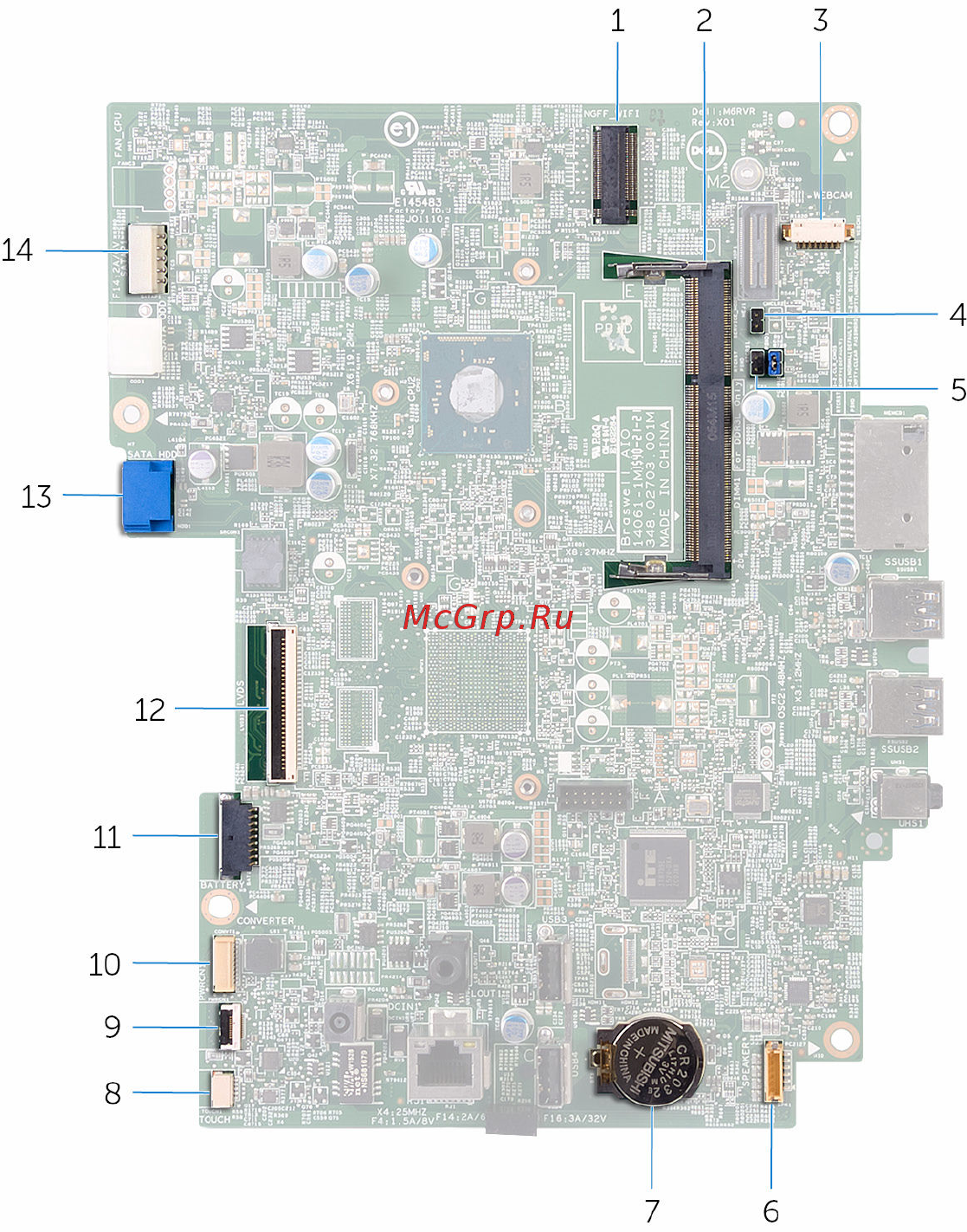 Dell Inspiron 3052-6045 [15/83] Компоненты системной платы