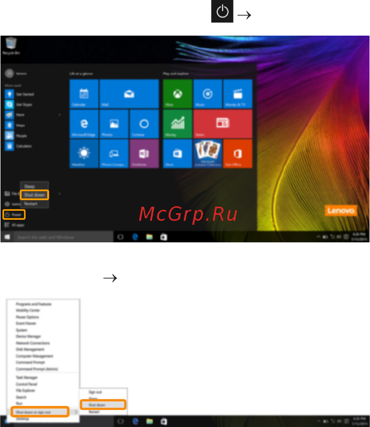 Lenovo IdeaPad 110-15ACL (80TJ004ARK) [25/39] Выключение компьютера